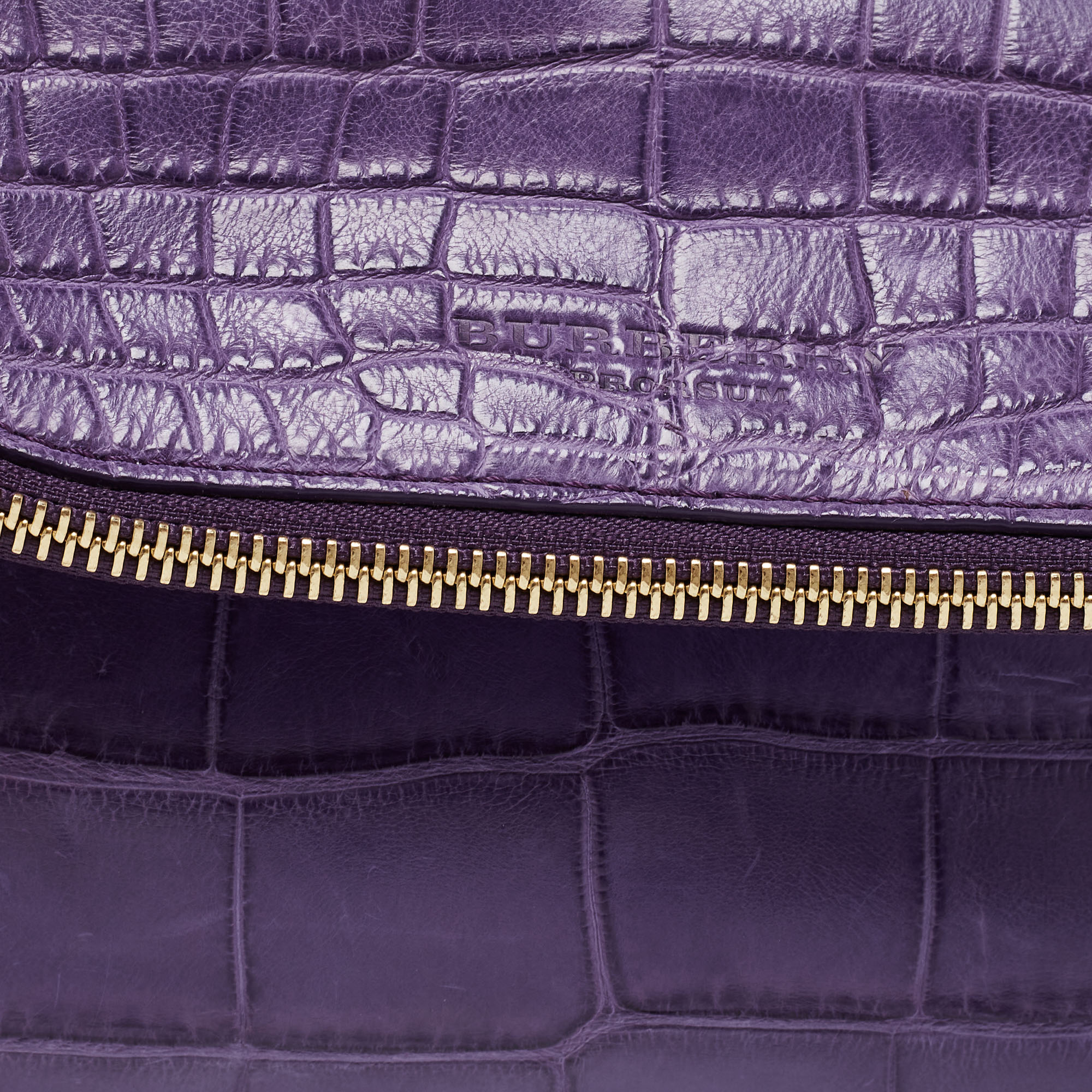 Burberry Prorsum Purple Crocodile Leather Kendal Clutch