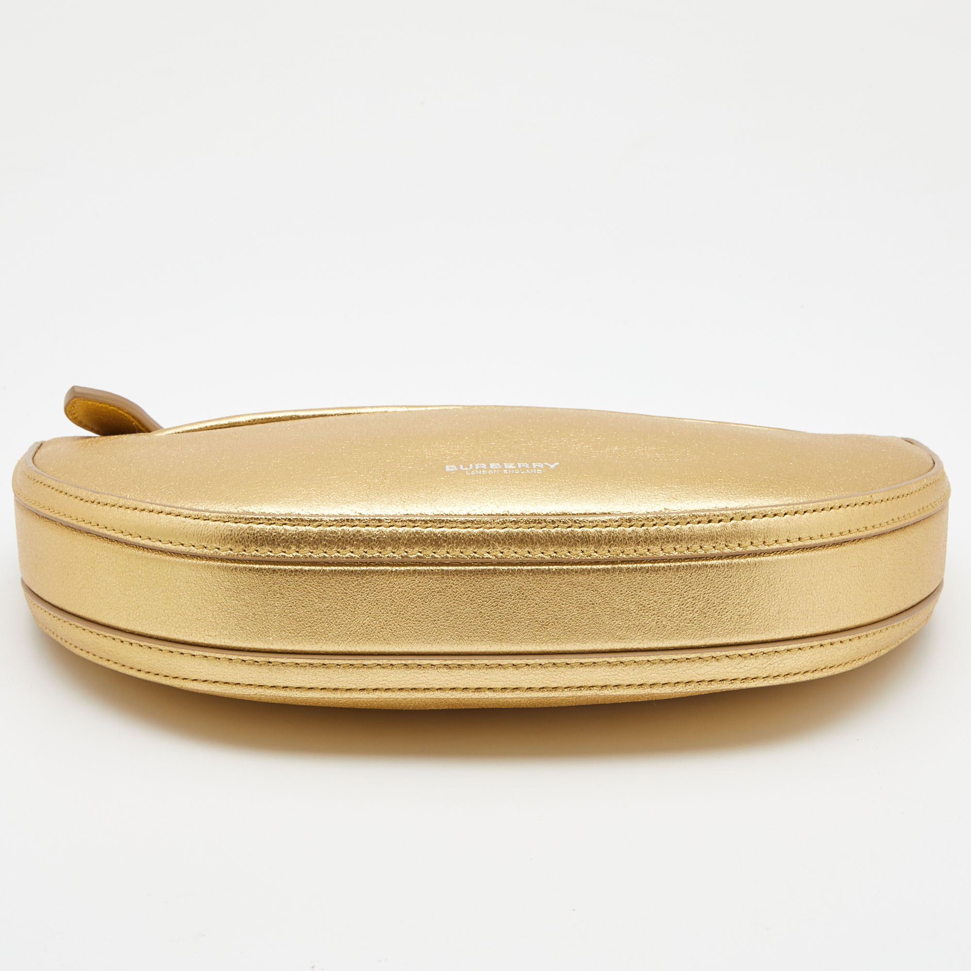 Burberry Gold Leather Mini Olympia Zip Chain Bag