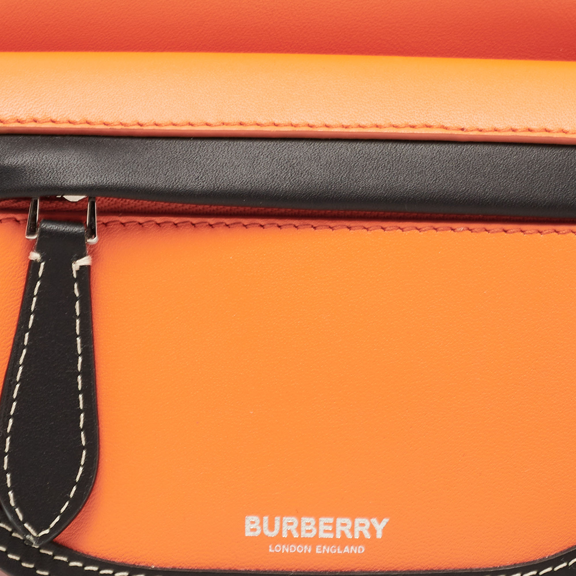 Burberry Orange/Black Leather Mini Double Olympia Bag