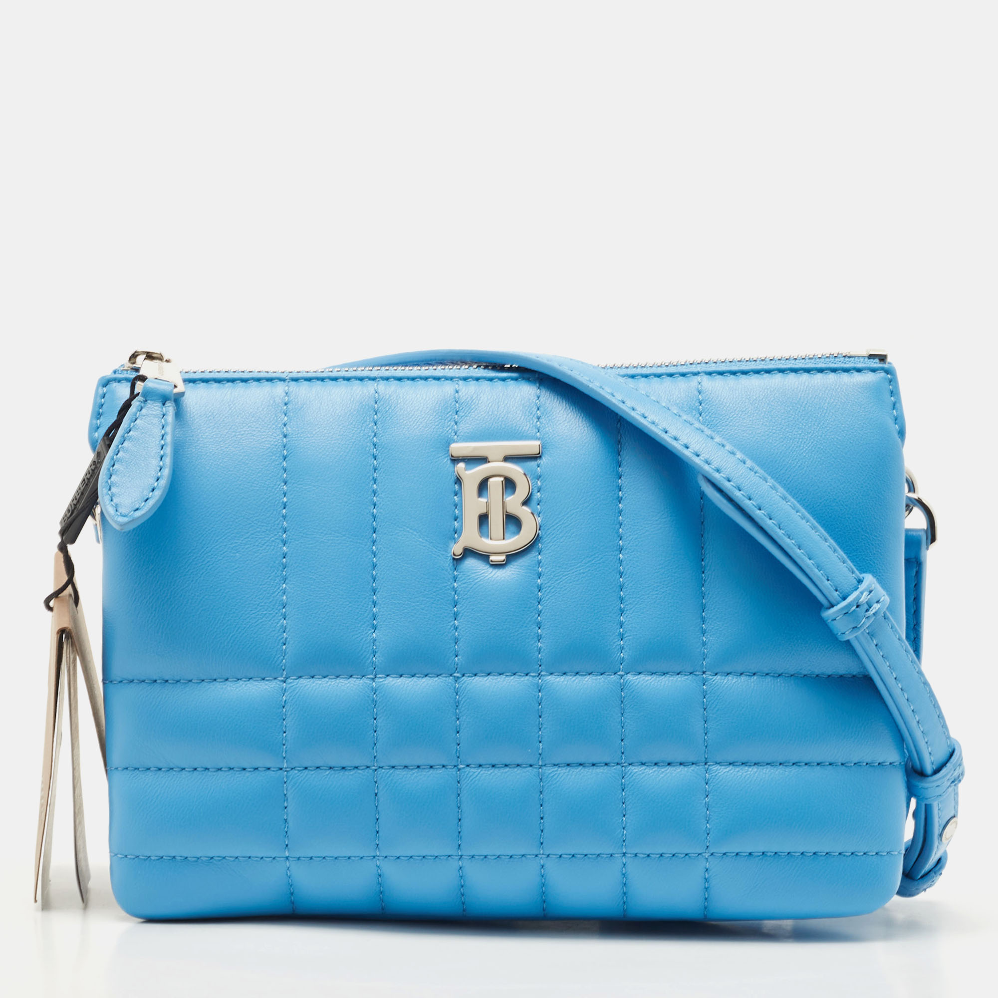 Burberry Blue Leather Lola Double Pouch