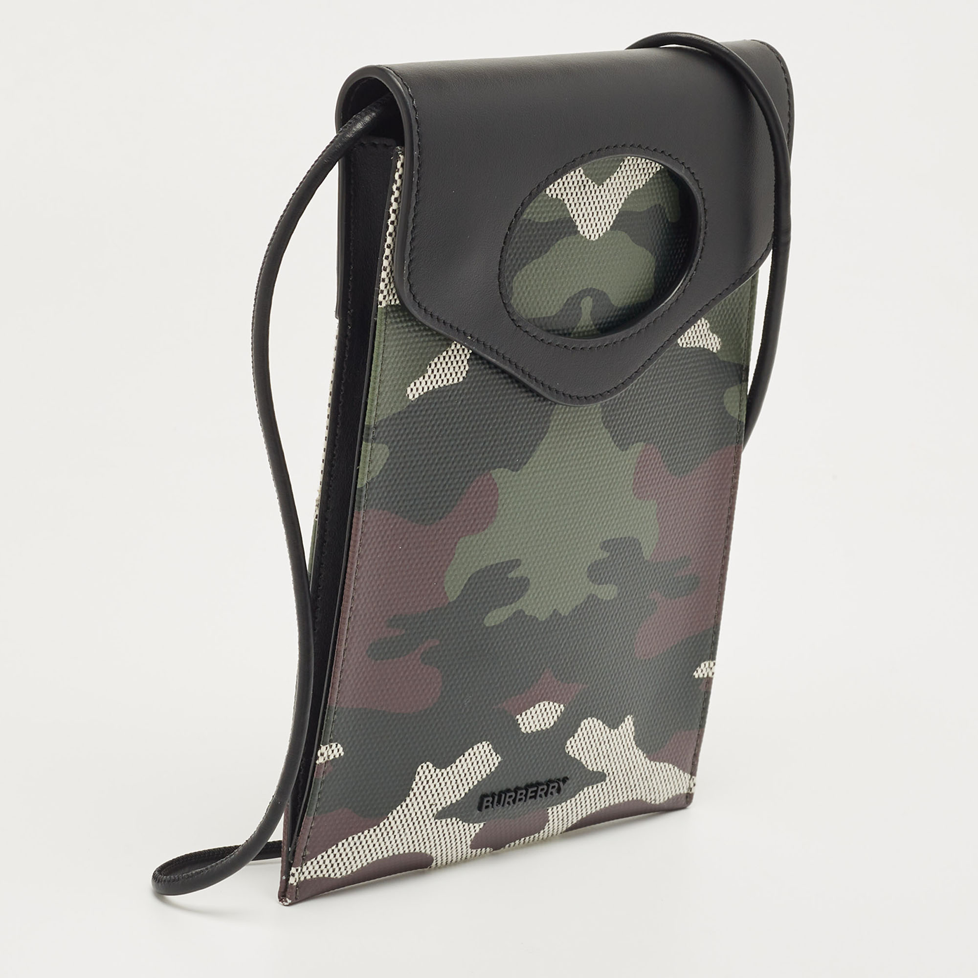 Burberry Green Camouflage Print Coated Canvas And Leather Crossbody Bag