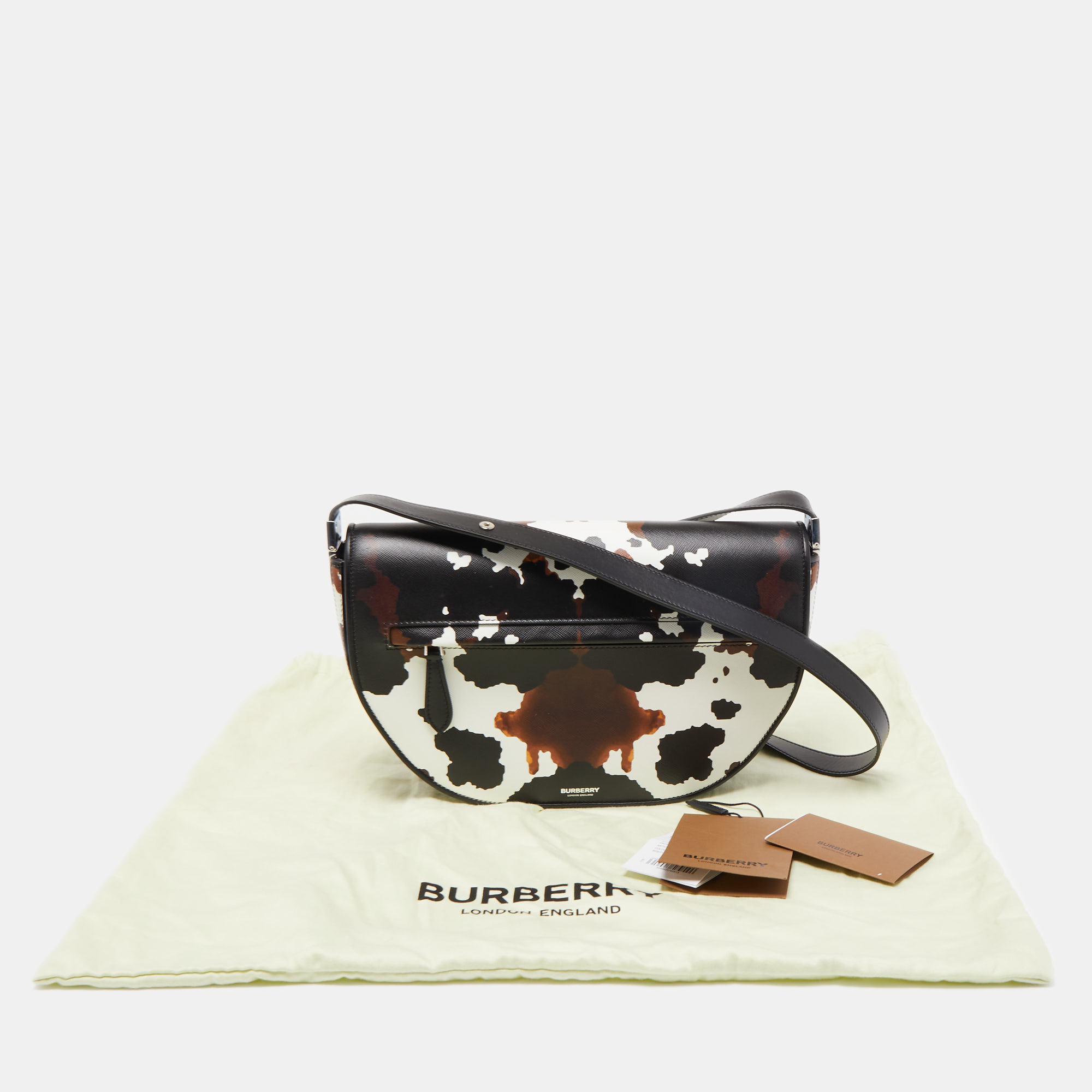Burberry Black Camouflage Print Leather Medium Olympia Shoulder Bag