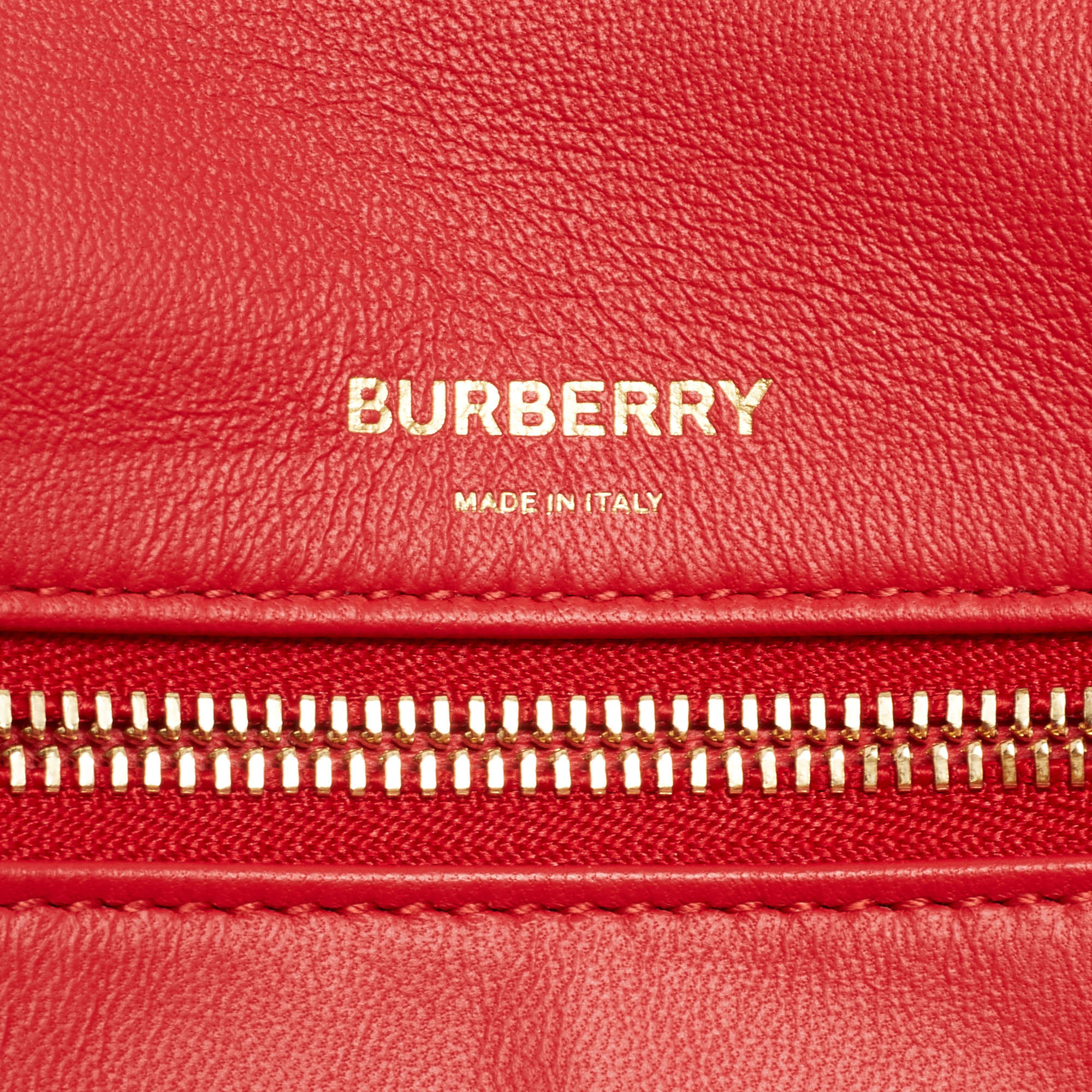 Burberry Maroon Leather Small Olympia Shoulder Bag