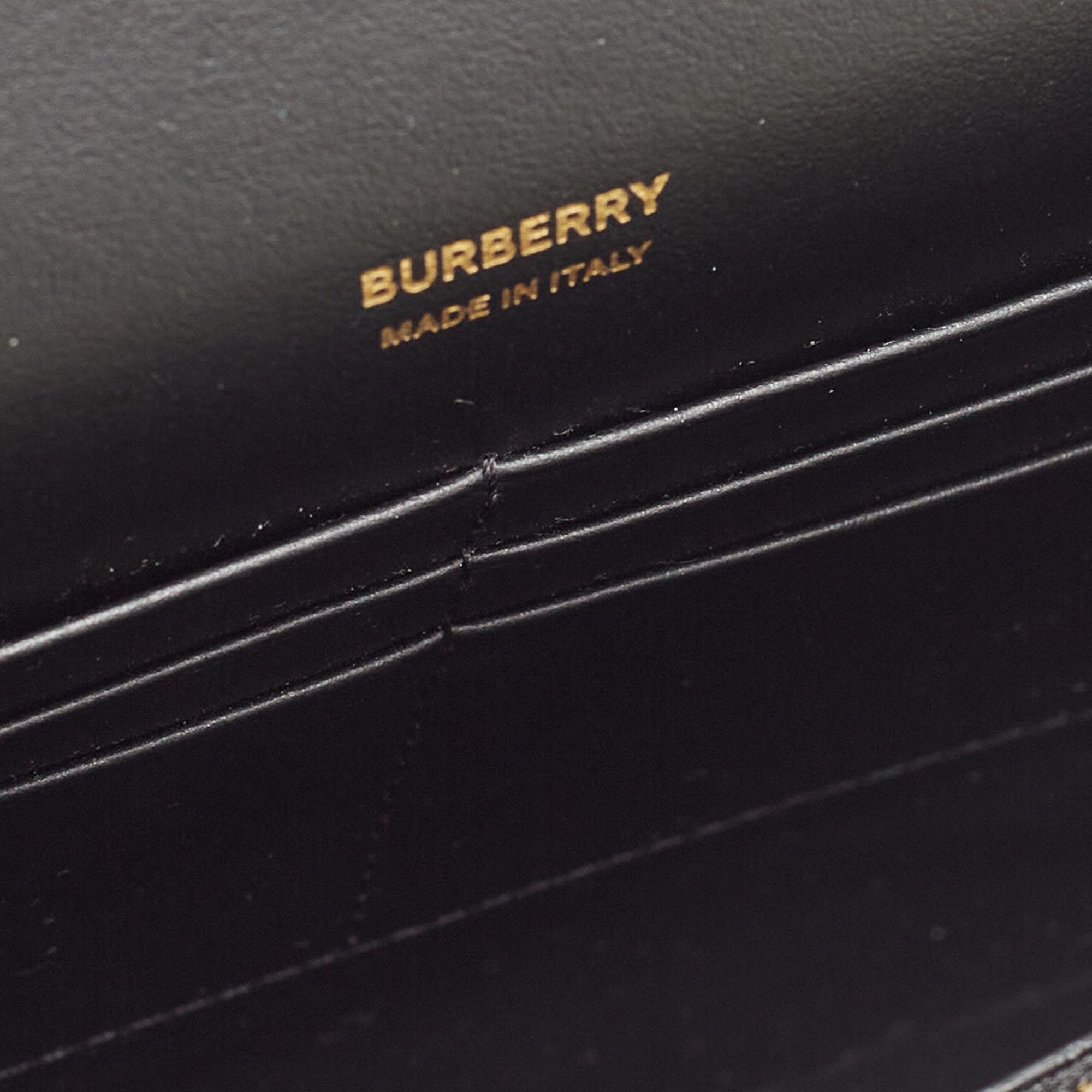 Burberry Black Leather Mini TB Flap Crossbody Bag