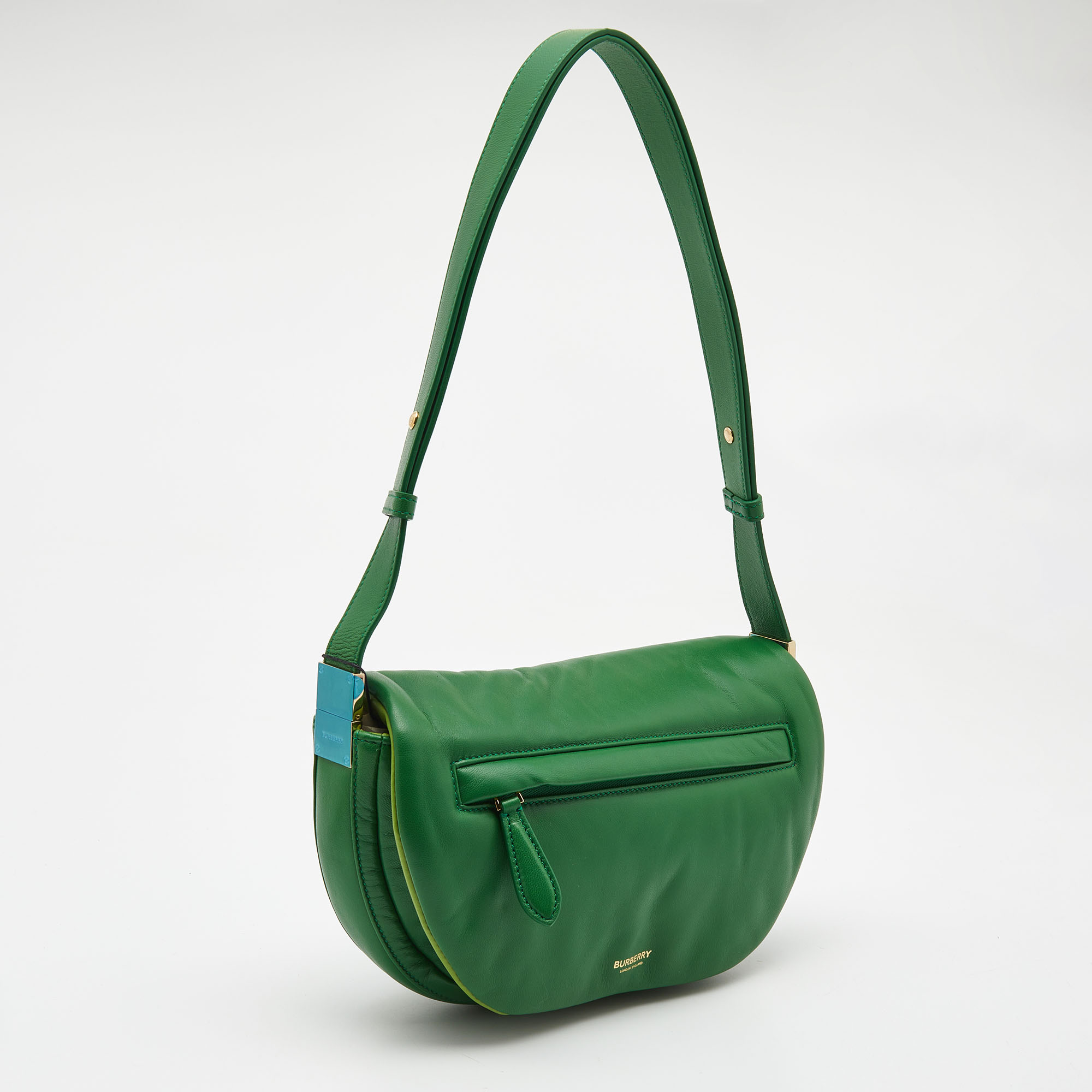 Burberry Two Tone Green Leather Small Olympia Shoulder Bag