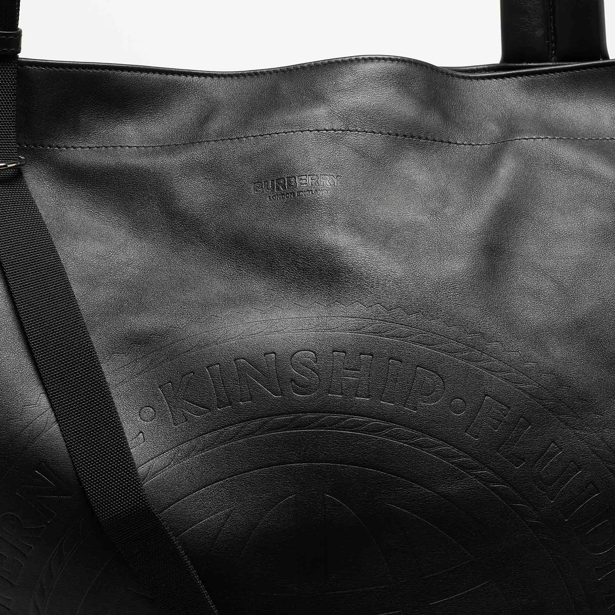 Burberry Black Embossed Leather New Flat Bag