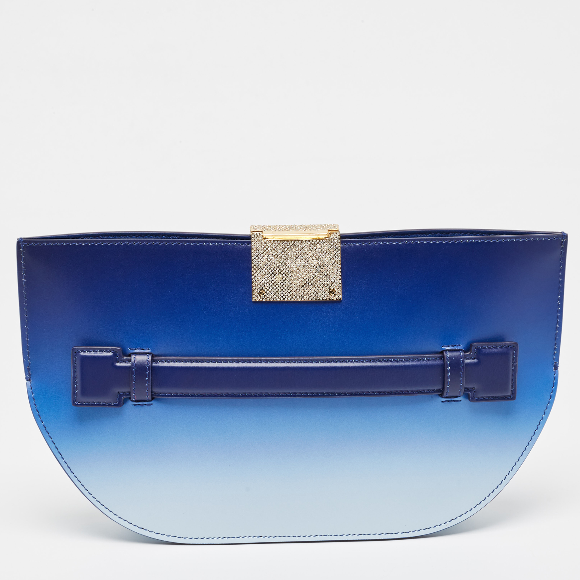 Burberry Ombre Blue Leather Olympia Crystals Clutch
