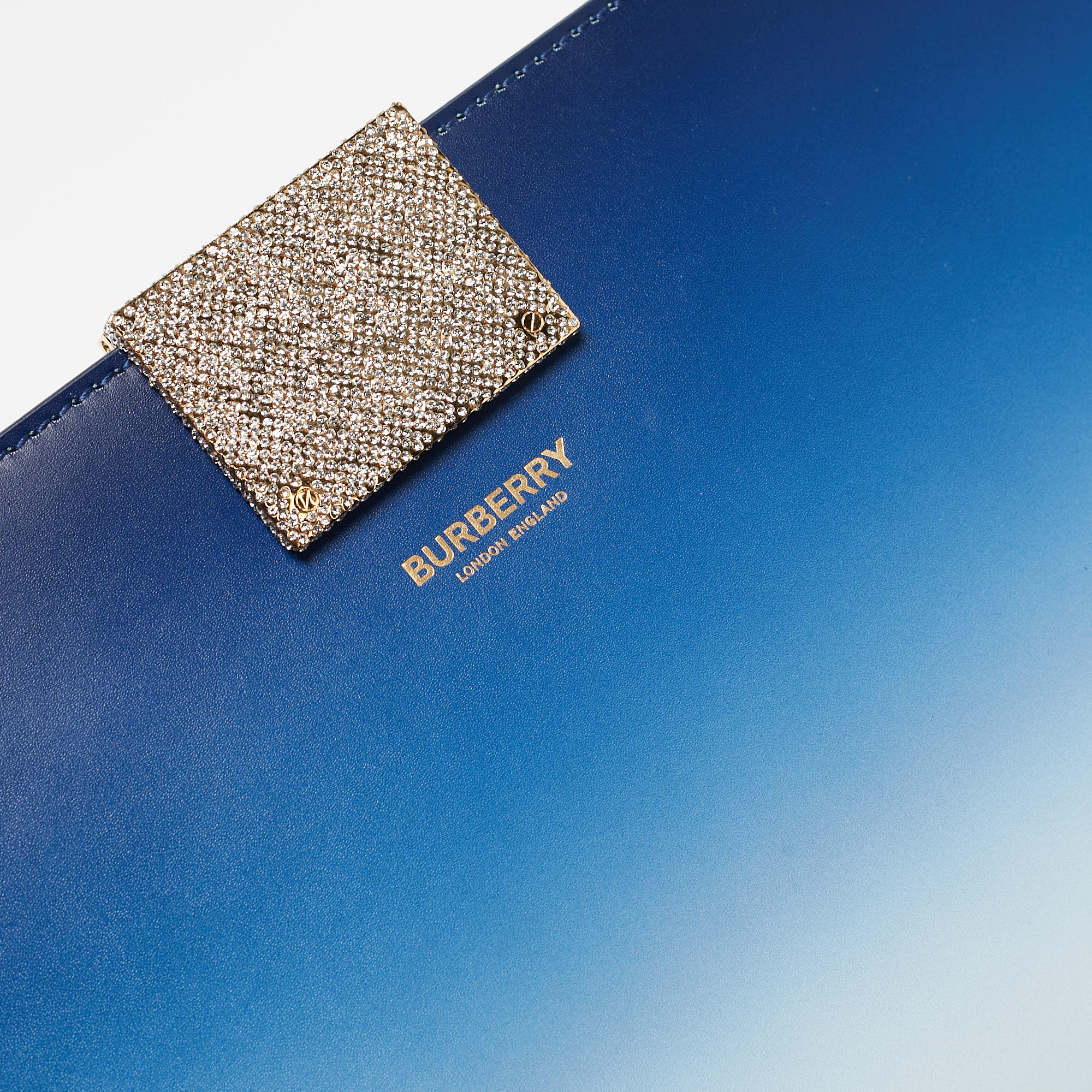 Burberry Ombre Blue Leather Crystal Olympia Clutch