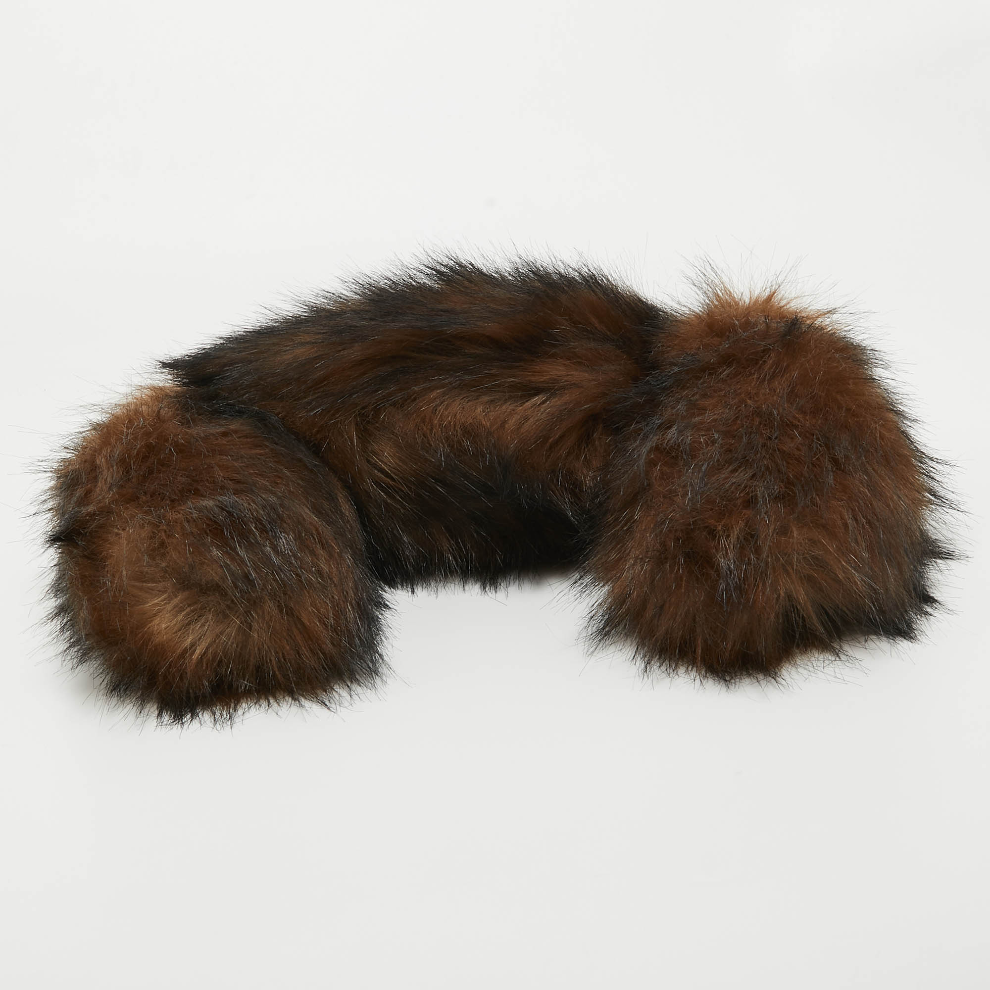 Burberry Dark Brown Faux Fur Mini Zip Olympia Bag