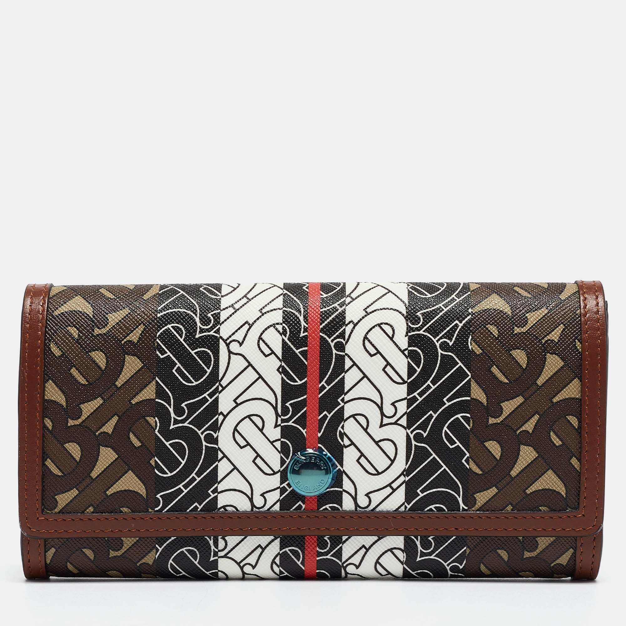 Burberry multicolor tb print coated canvas and leather continental wallet