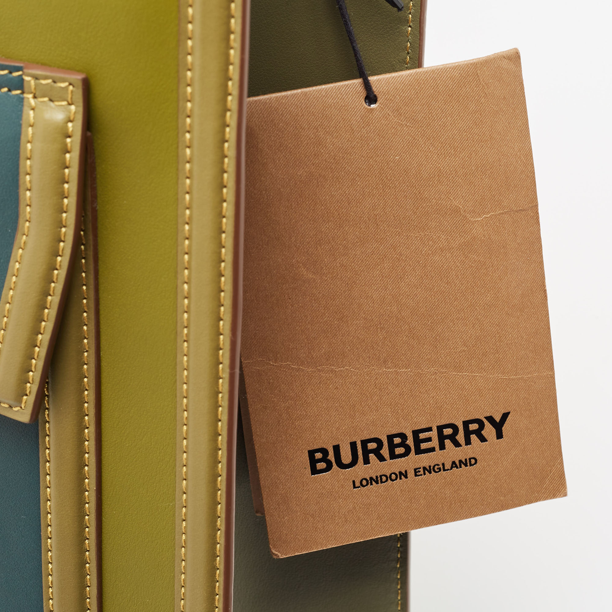 Burberry Green/Blue Leather Medium Pocket Bag