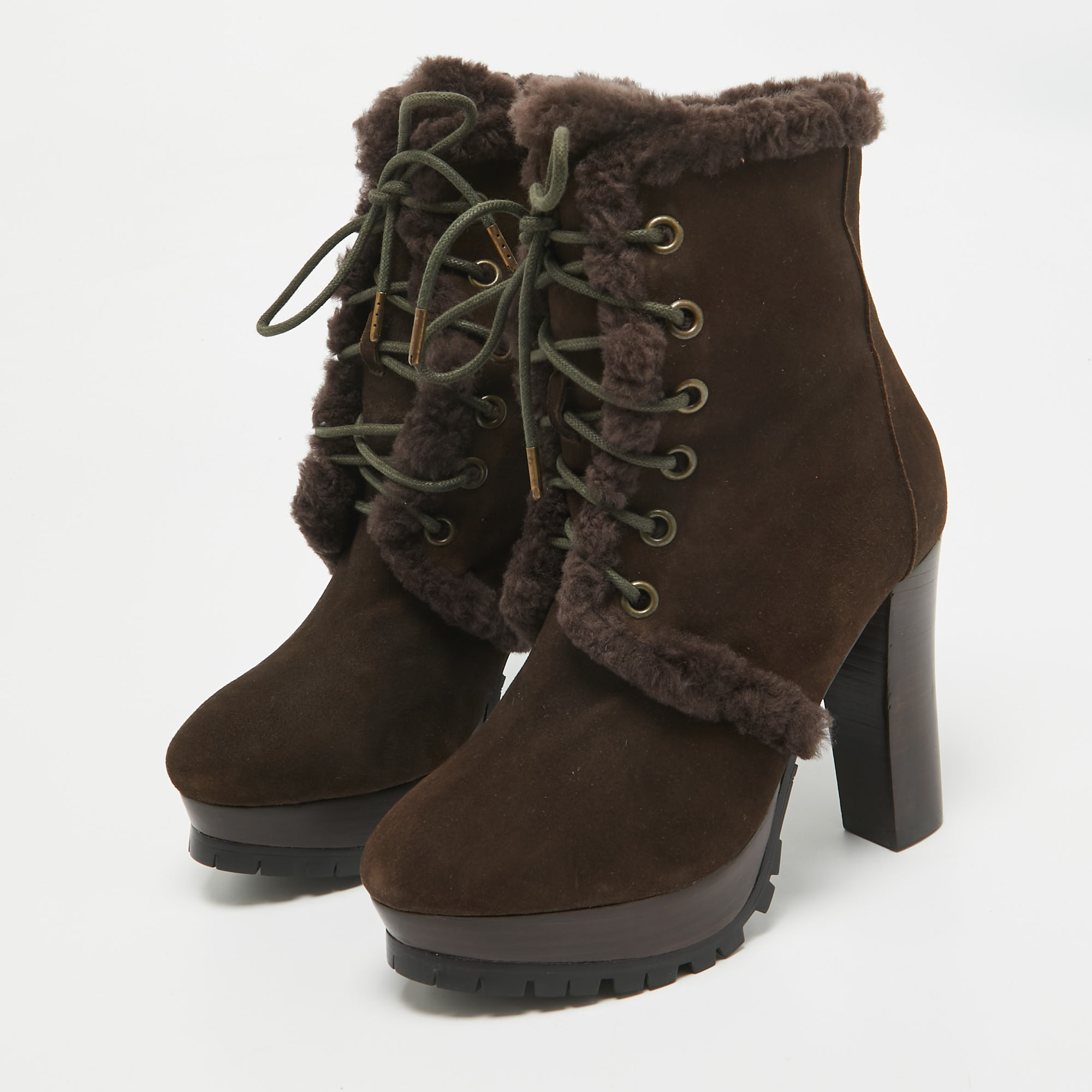 Burberry Brown Suede Ankle Length Boots Size 36