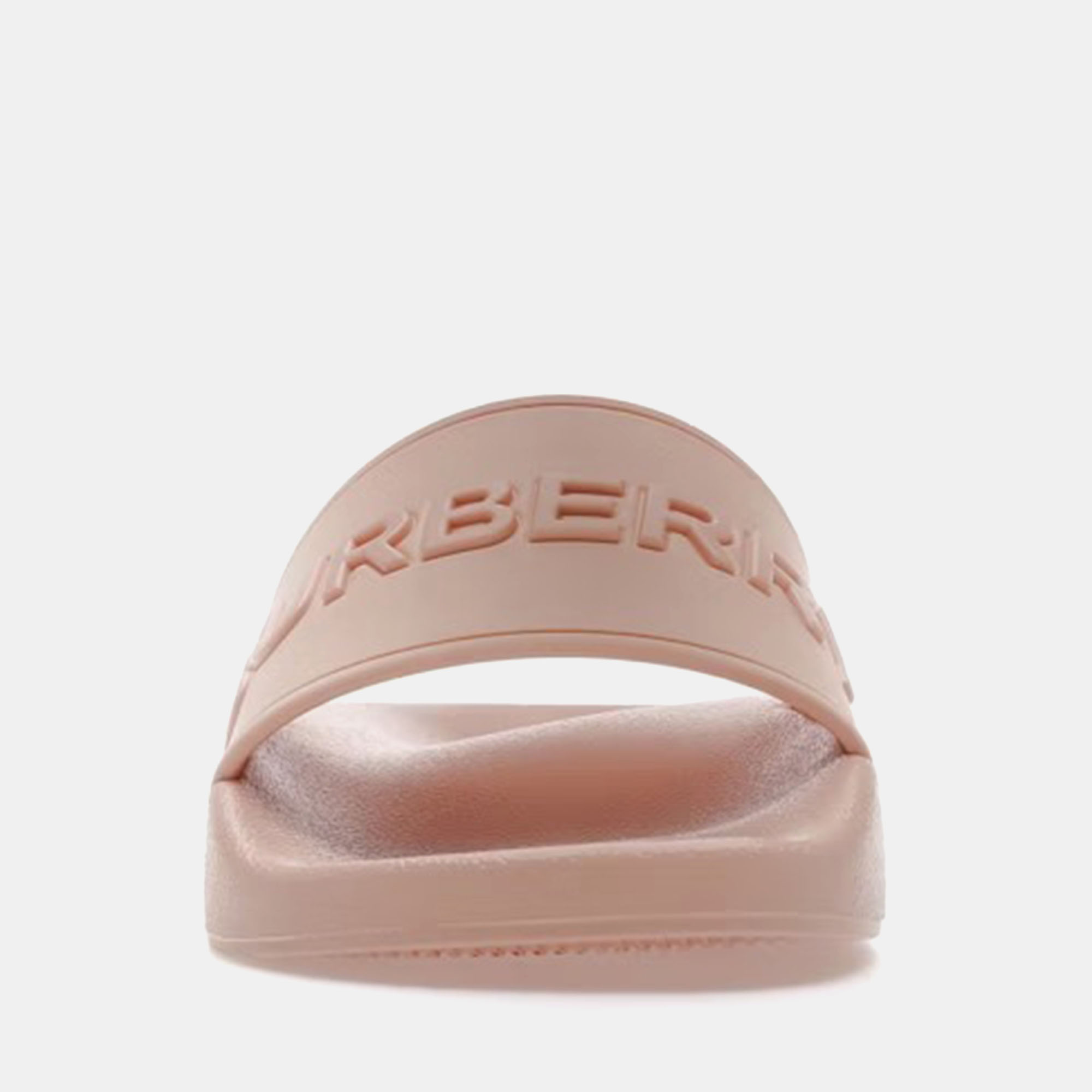 Burberry Peach Pink Embossed Logo Slides Size EU 38