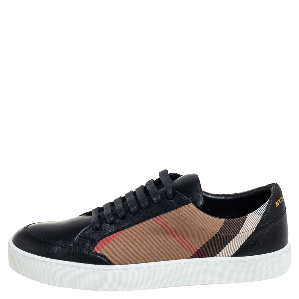 Burberry Black Leather And House Check Canvas Salmond Trainer Low Top Sneakers Size
Burberry Black Leather And House Check Canvas Salmond Trainer Low Top Sneakers Size