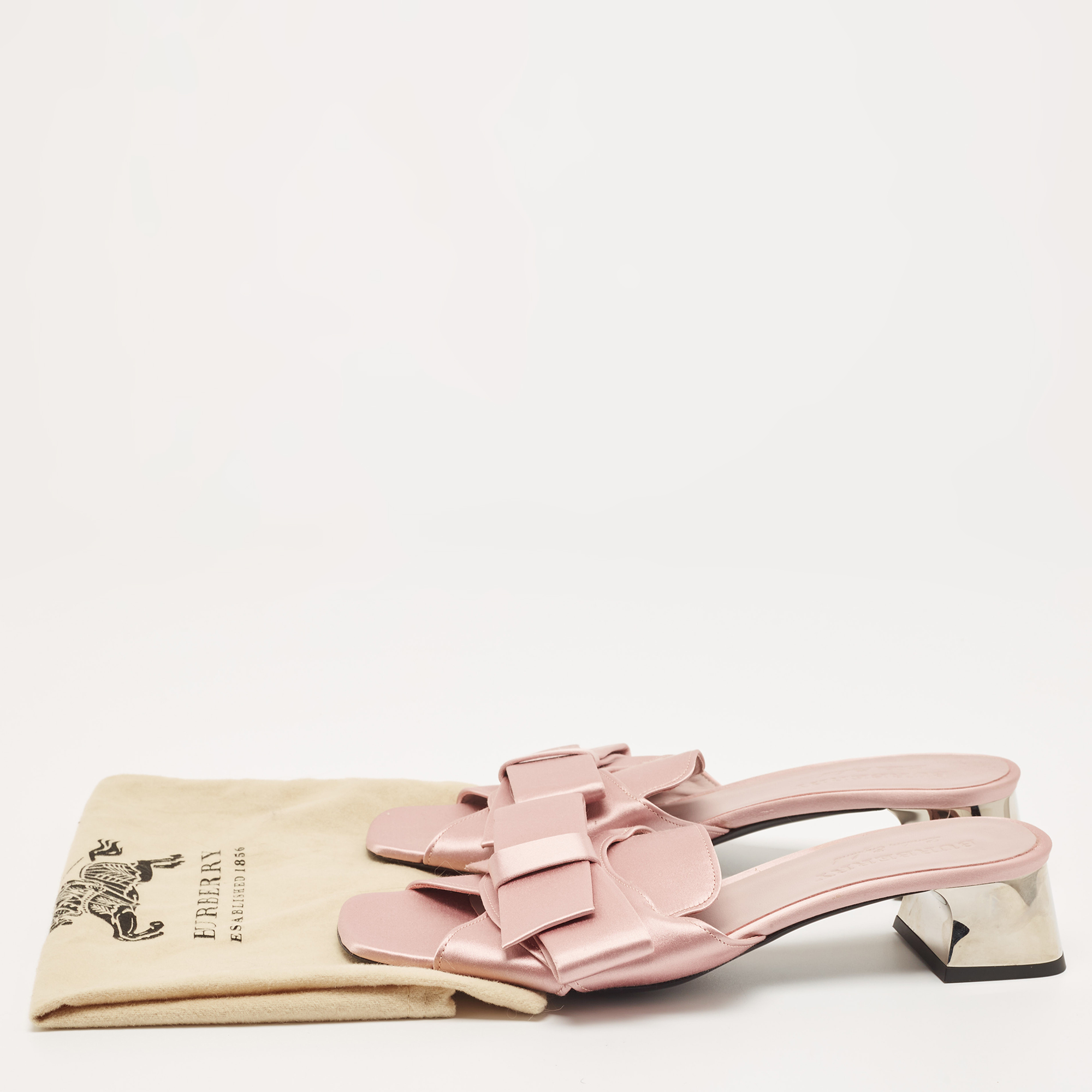 Burberry Pink Satin Bow Mules  Size 41