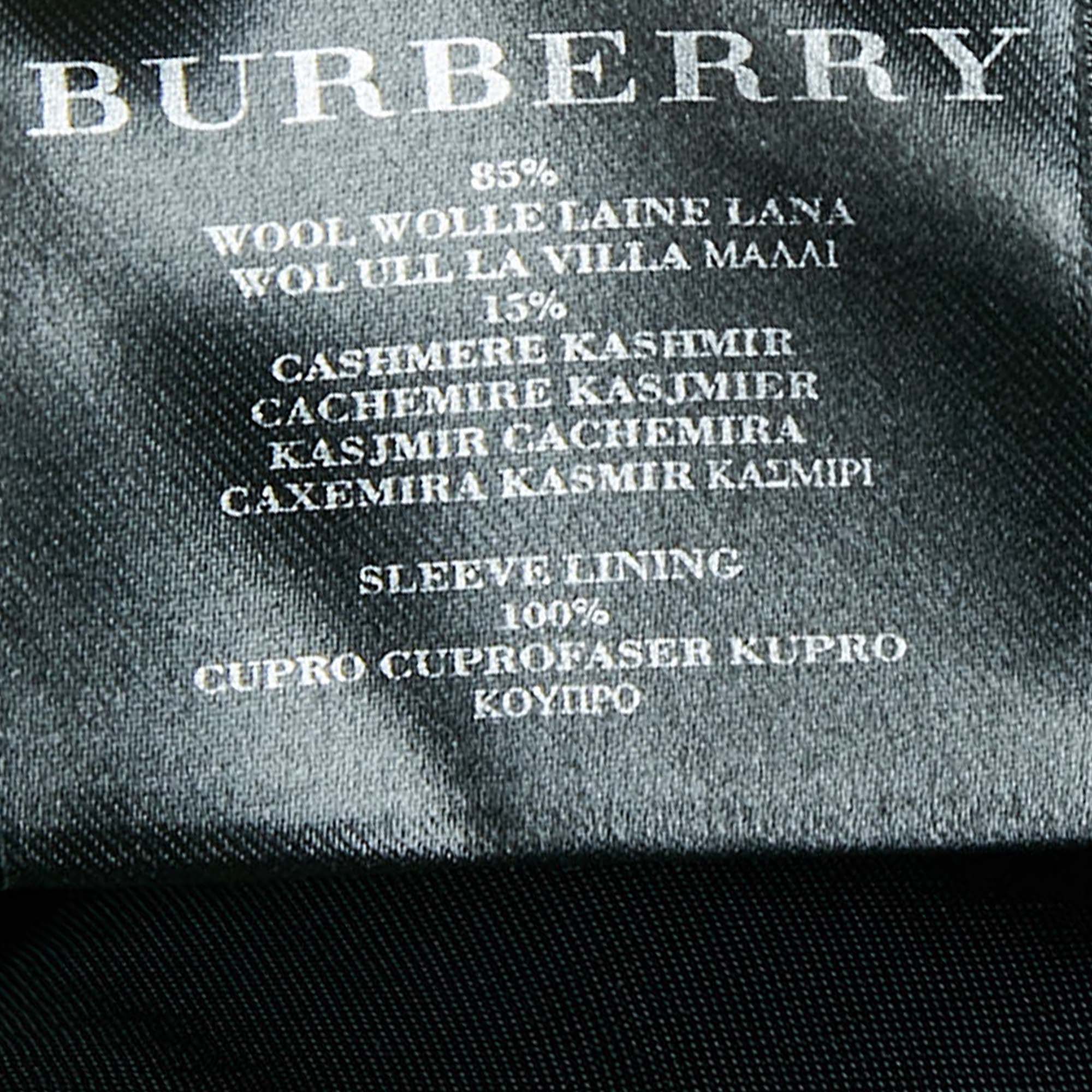 Burberry Black Wool Felt Double Breasted Coat S