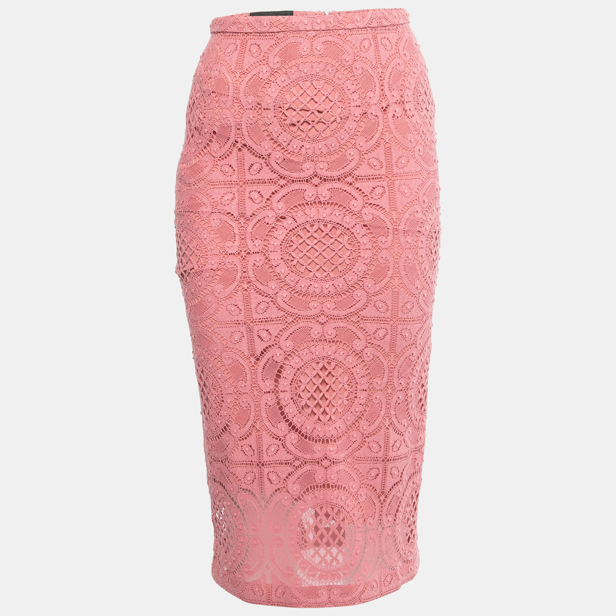Burberry Prorsum Pink Lace Midi Pencil Skirt XS