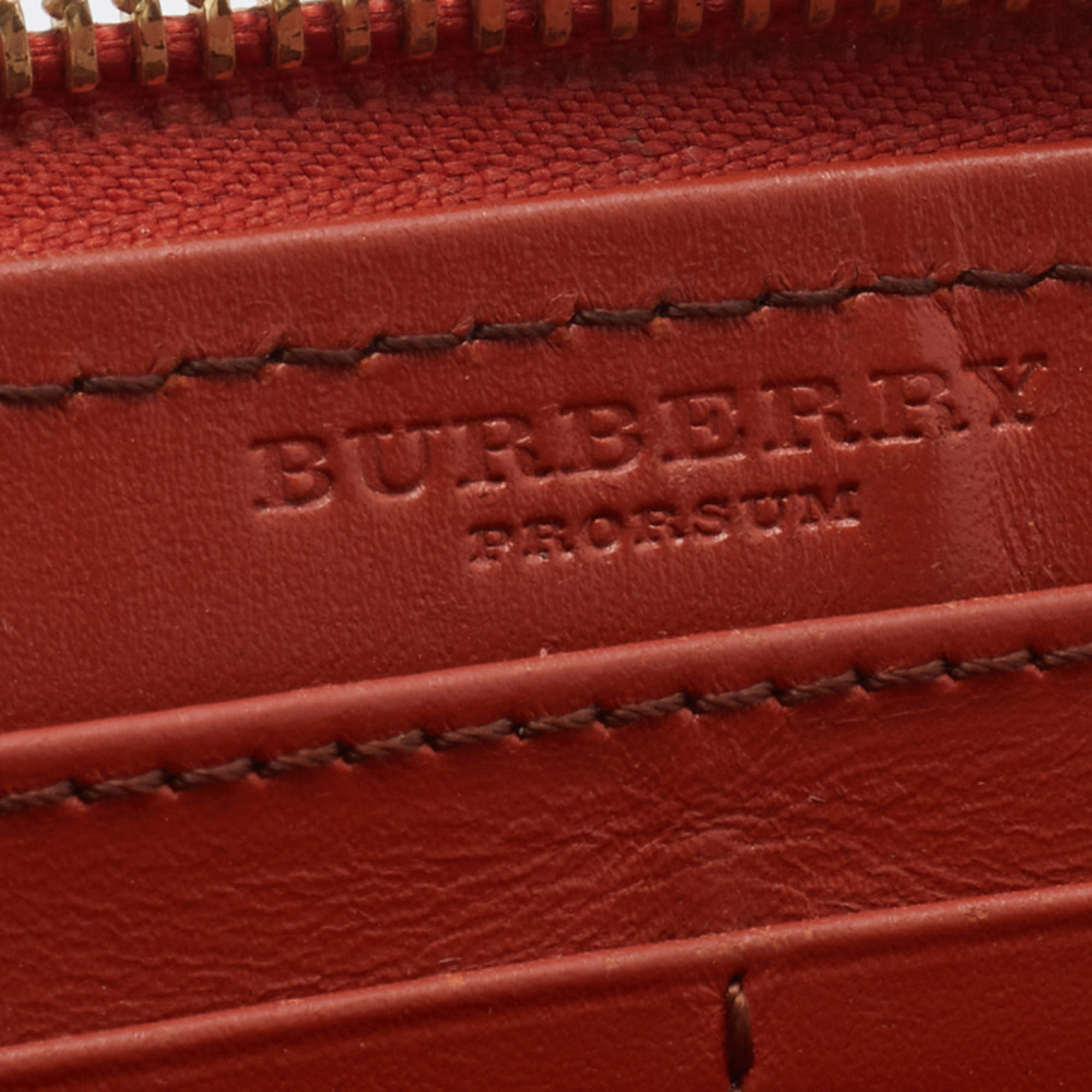 Burberry Prorsum Orange Leather Zip Around Wallet
