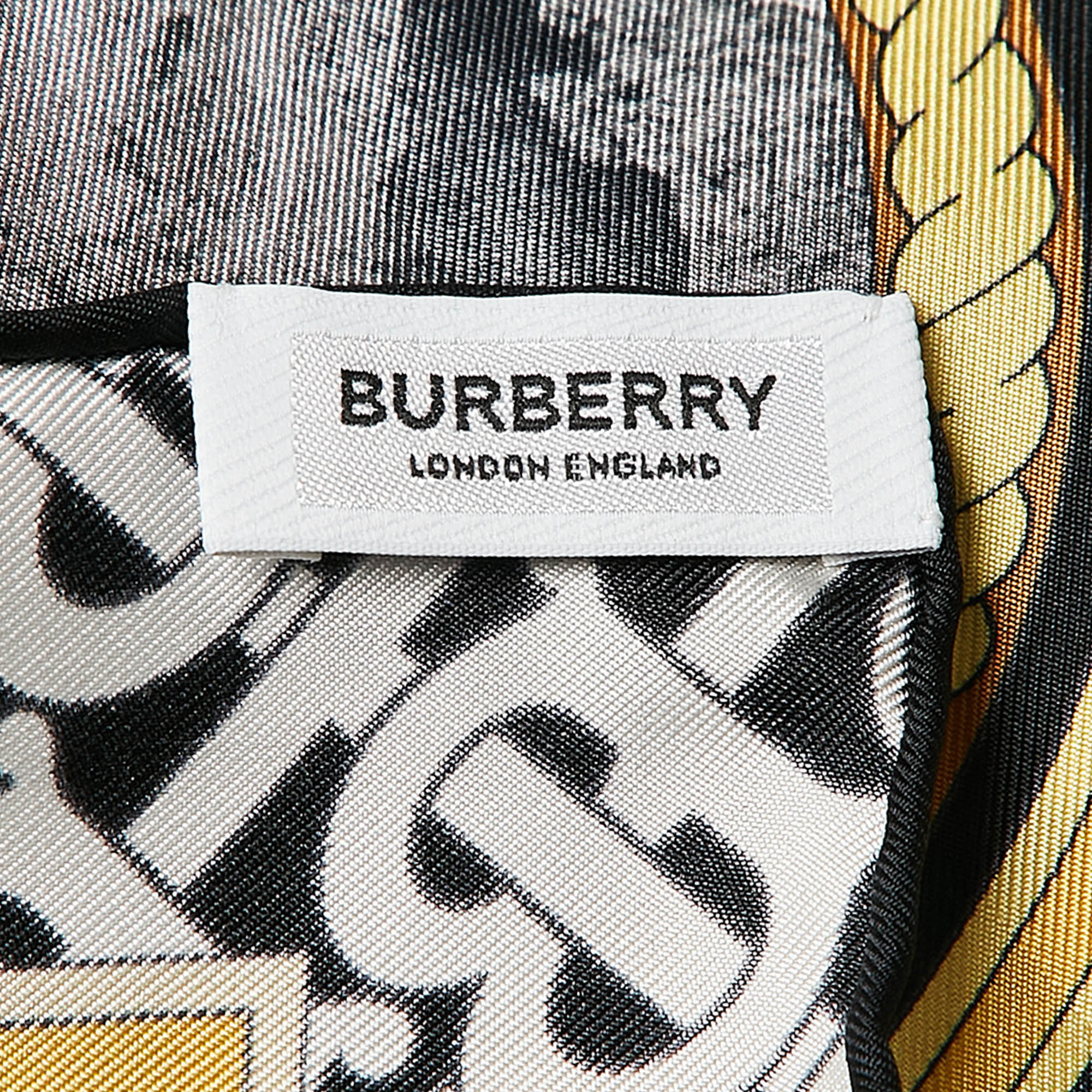 Burberry Black/Yellow Deer Print Silk Square Scarf