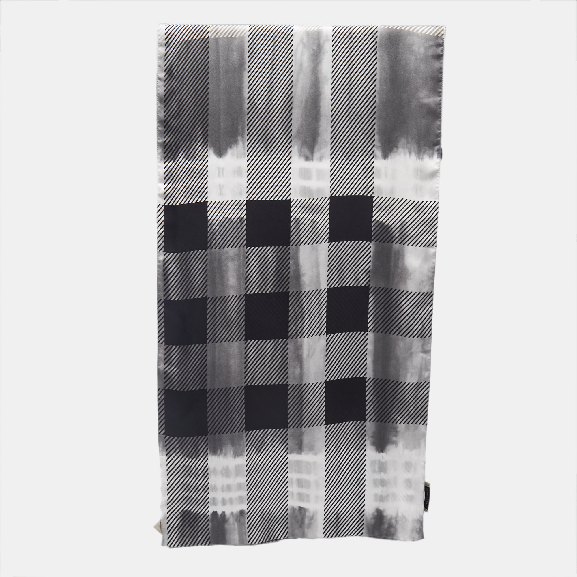 Burberry Black Checked Silk Scarf