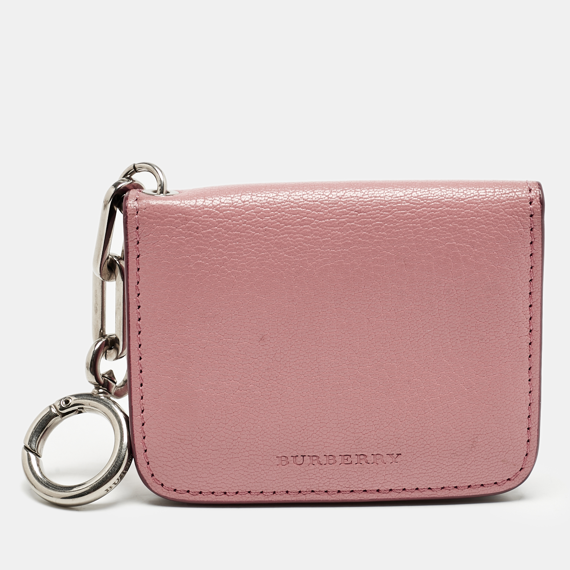 Burberry Pink Leather Motif Card Case Bag Charm