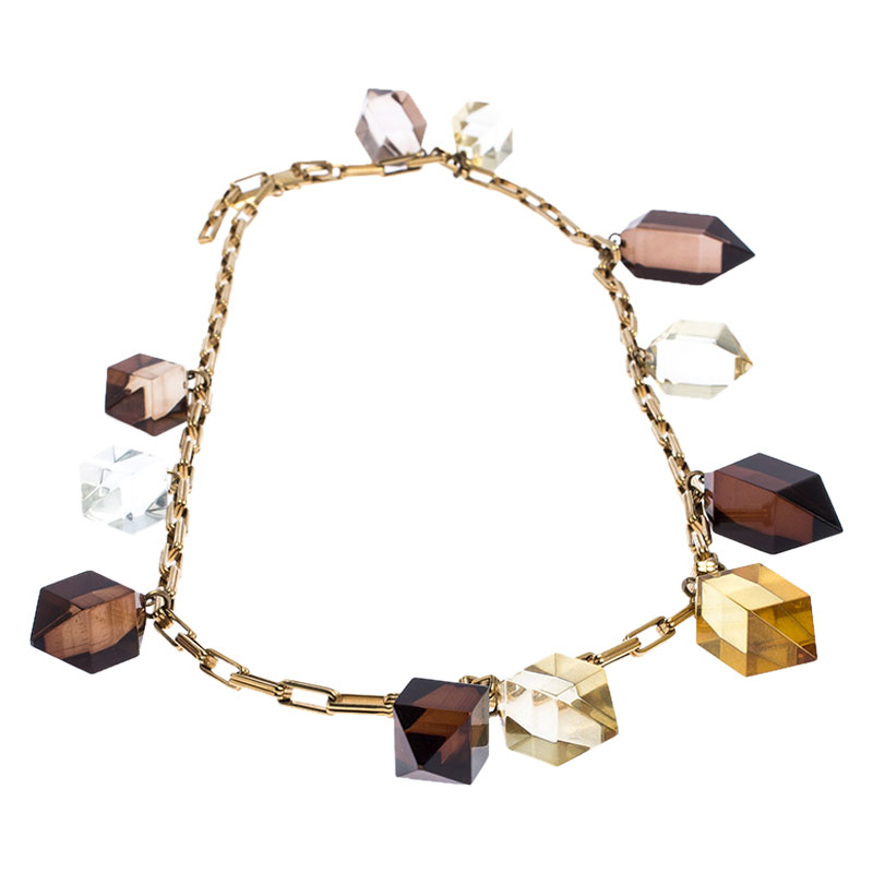 Burberry Prorsum Multicolor Geometic Resin Crystal Gold Tone Chain Necklace
Burberry Prorsum Multicolor Geometic Resin Crystal Gold Tone Chain Necklace