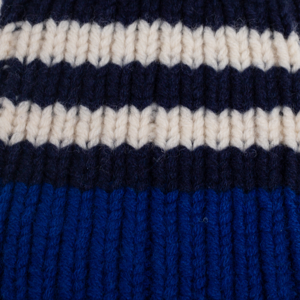 Burberry Blue Striped Cable Knit Cashmere Fingerless Gloves