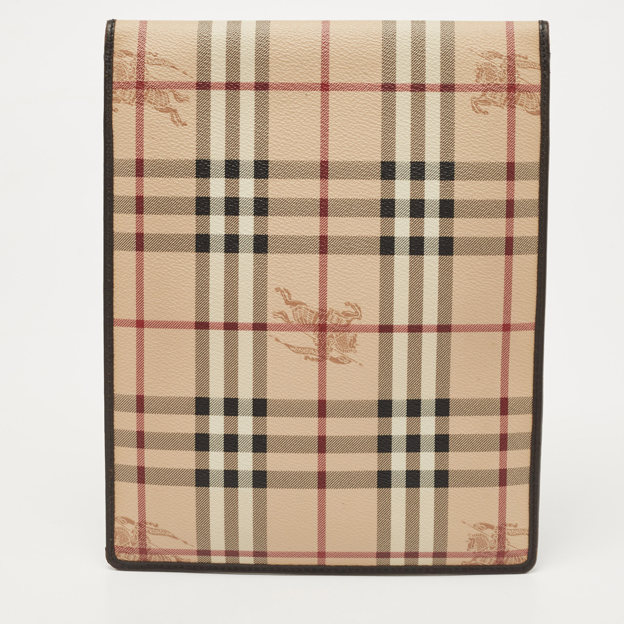 Burberry Beige Haymarket Check Coated Canvas And Leather Tablet Sleeve