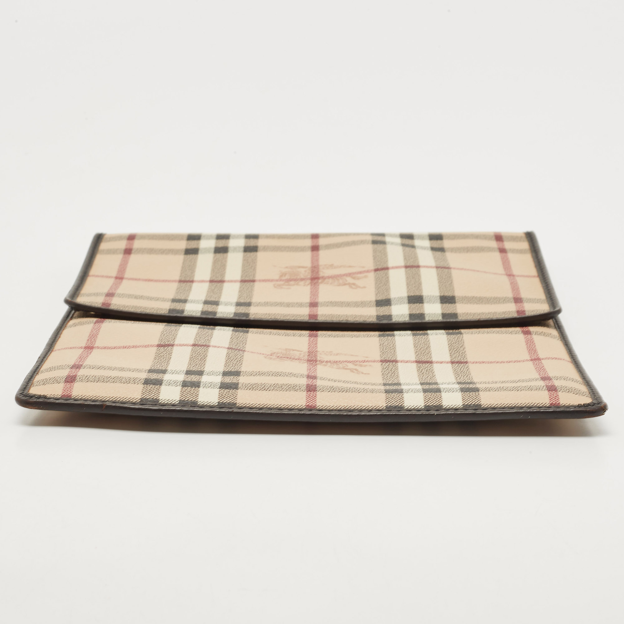 Burberry Beige Haymarket Check Coated Canvas And Leather Tablet Sleeve
