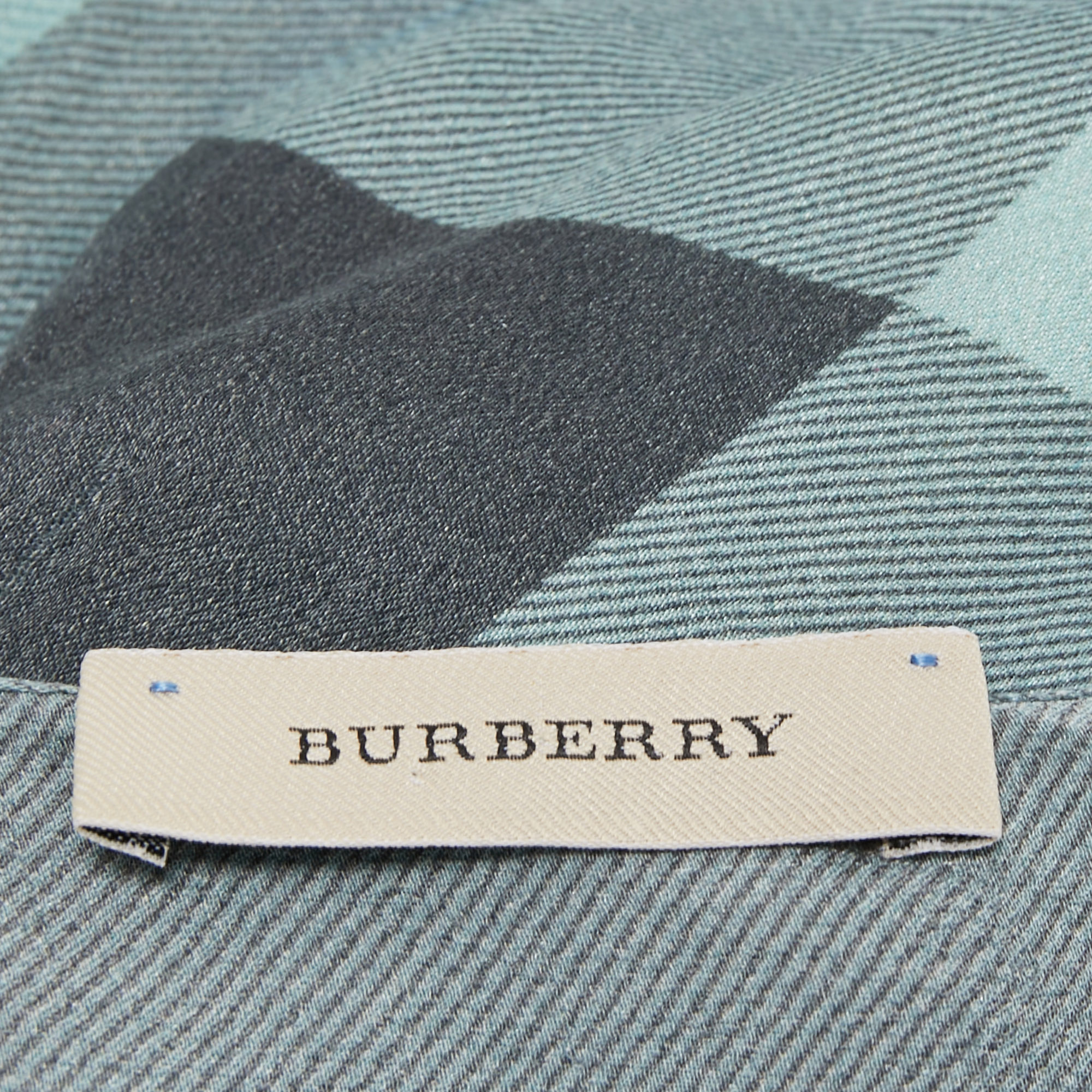 Burberry Green Vintage Check Silk Scarf