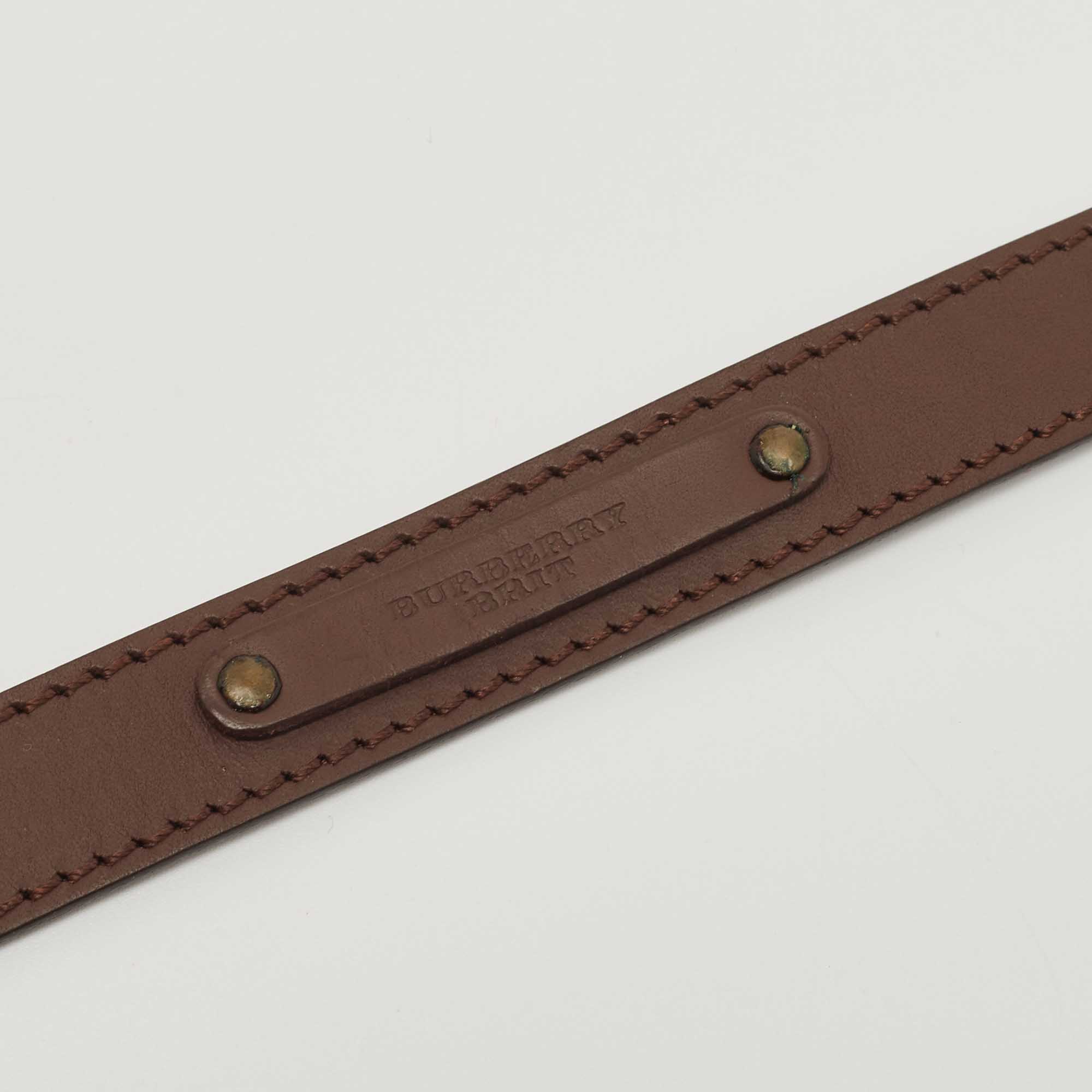 Burberry Dark Brown Leather Buckle Slim Belt