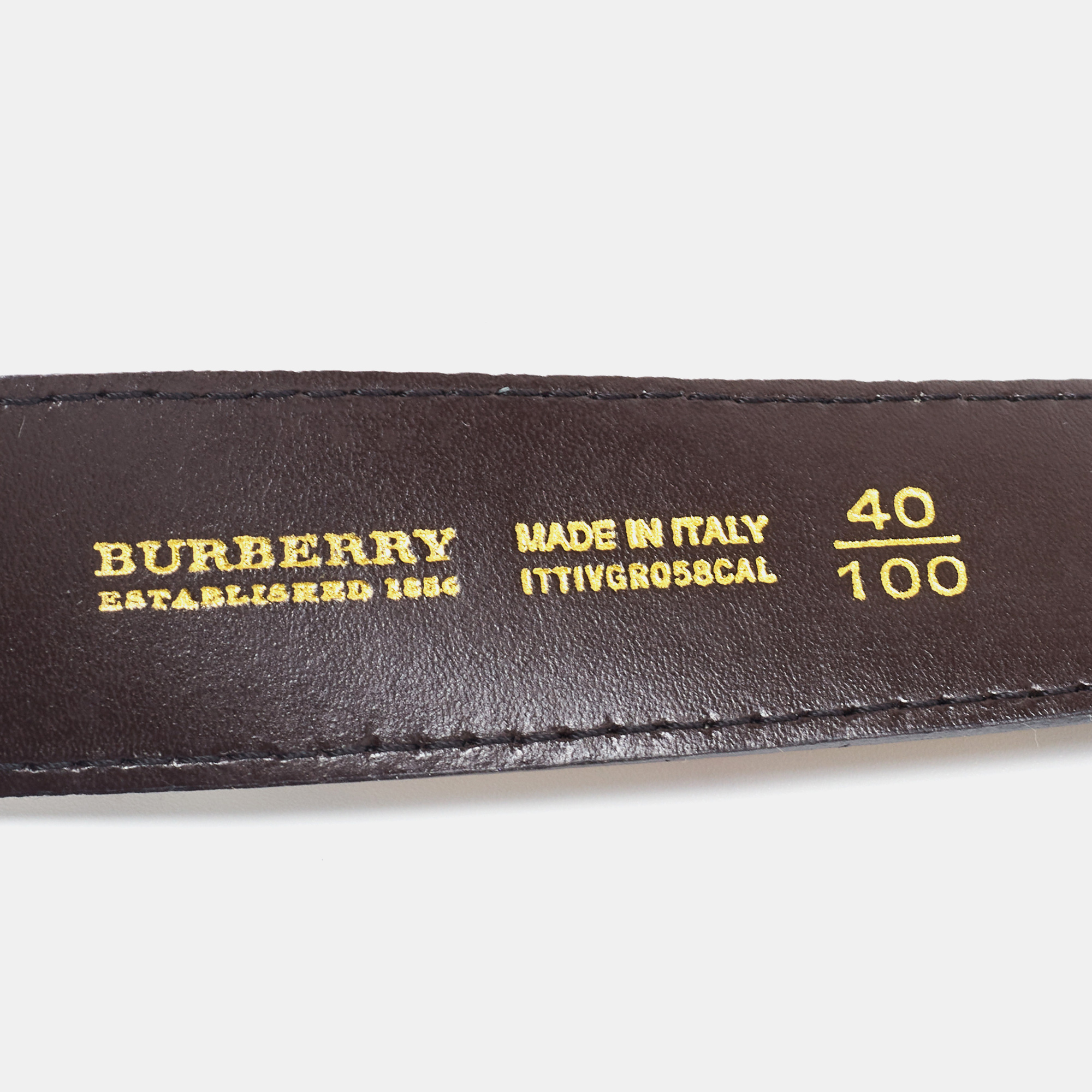Burberry Dark Brown/Beige Haymarket Check PVC And Leather Buckle Belt 100CM
