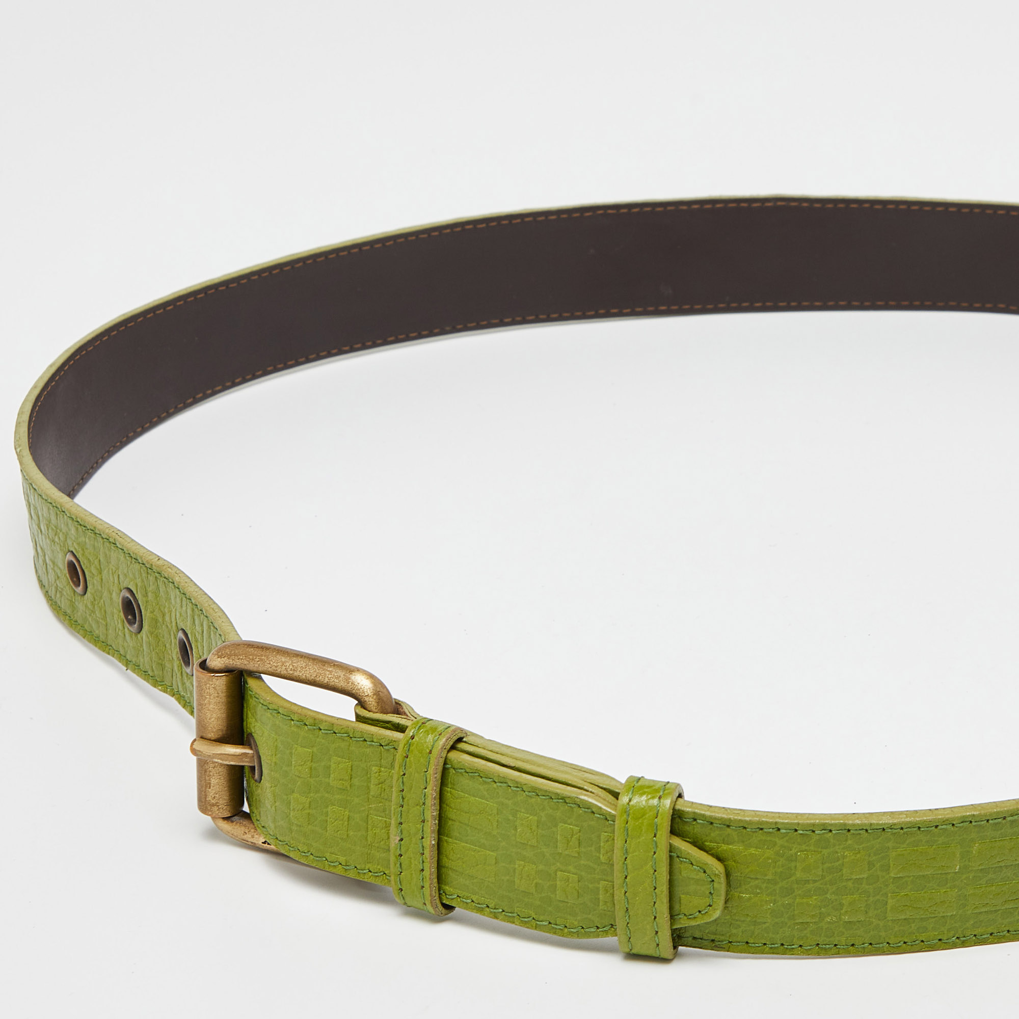 Burberry Green Leather Buckle Belt 100CM