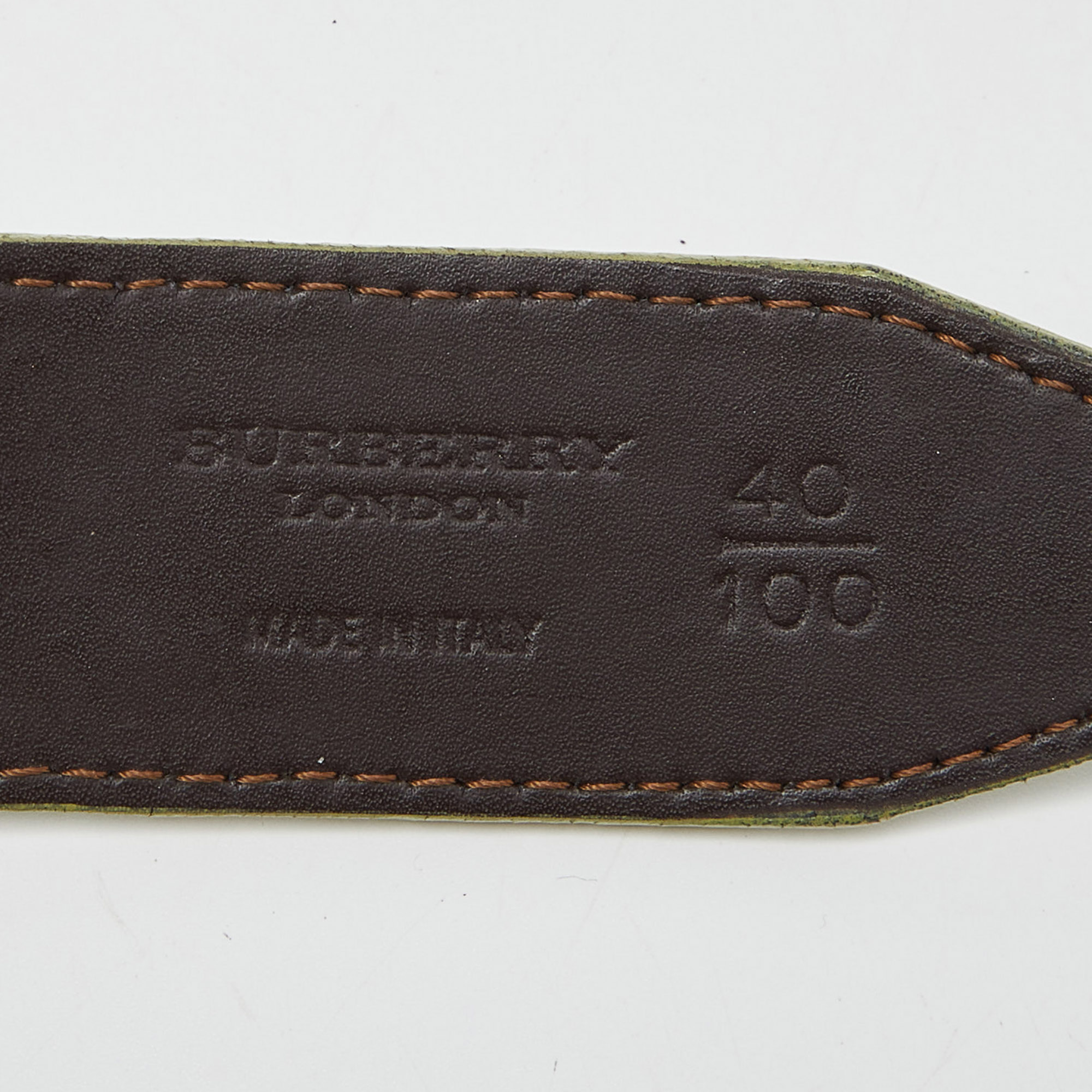 Burberry Green Leather Buckle Belt 100CM