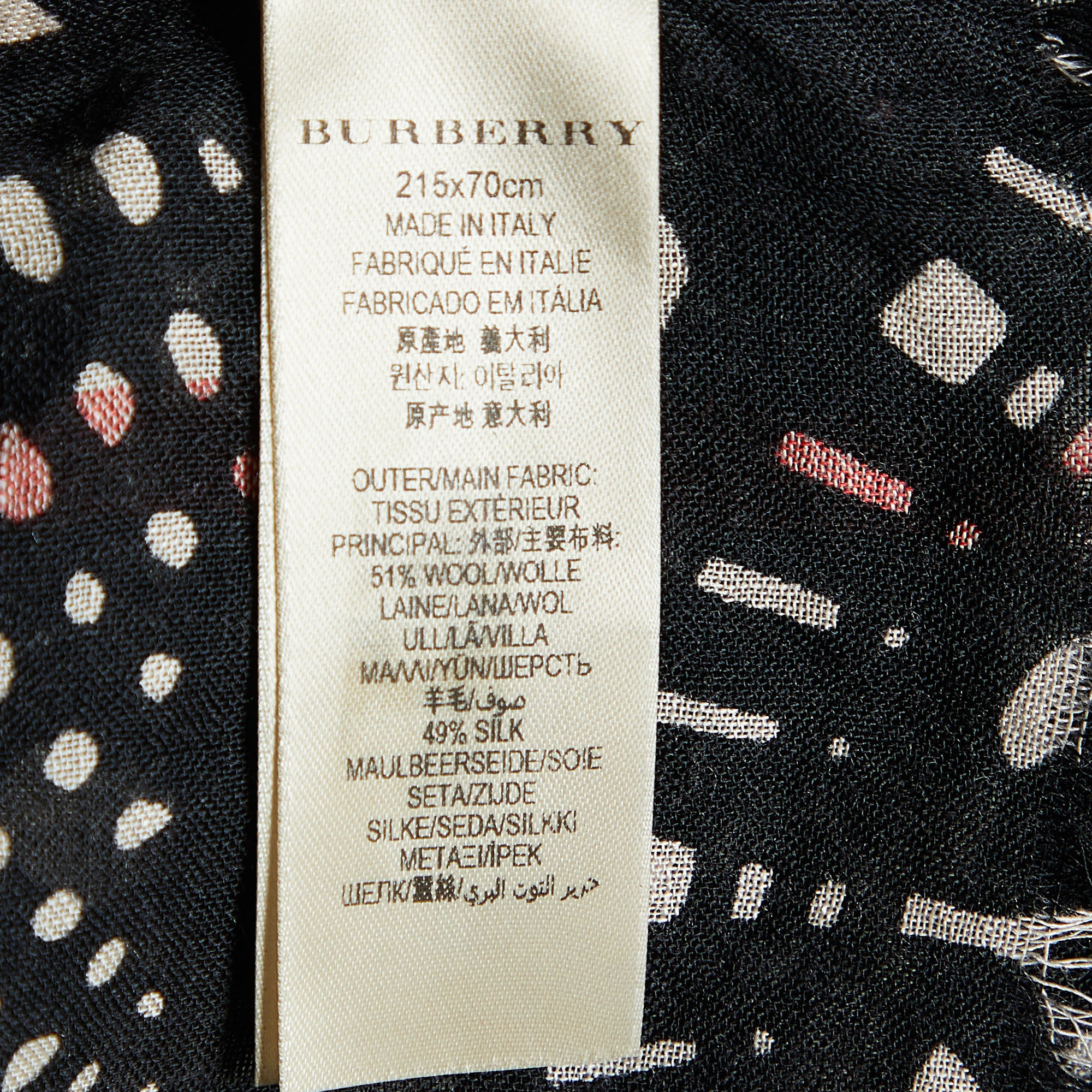 Burberry Beige & Black Printed Wool & Silk Shawl