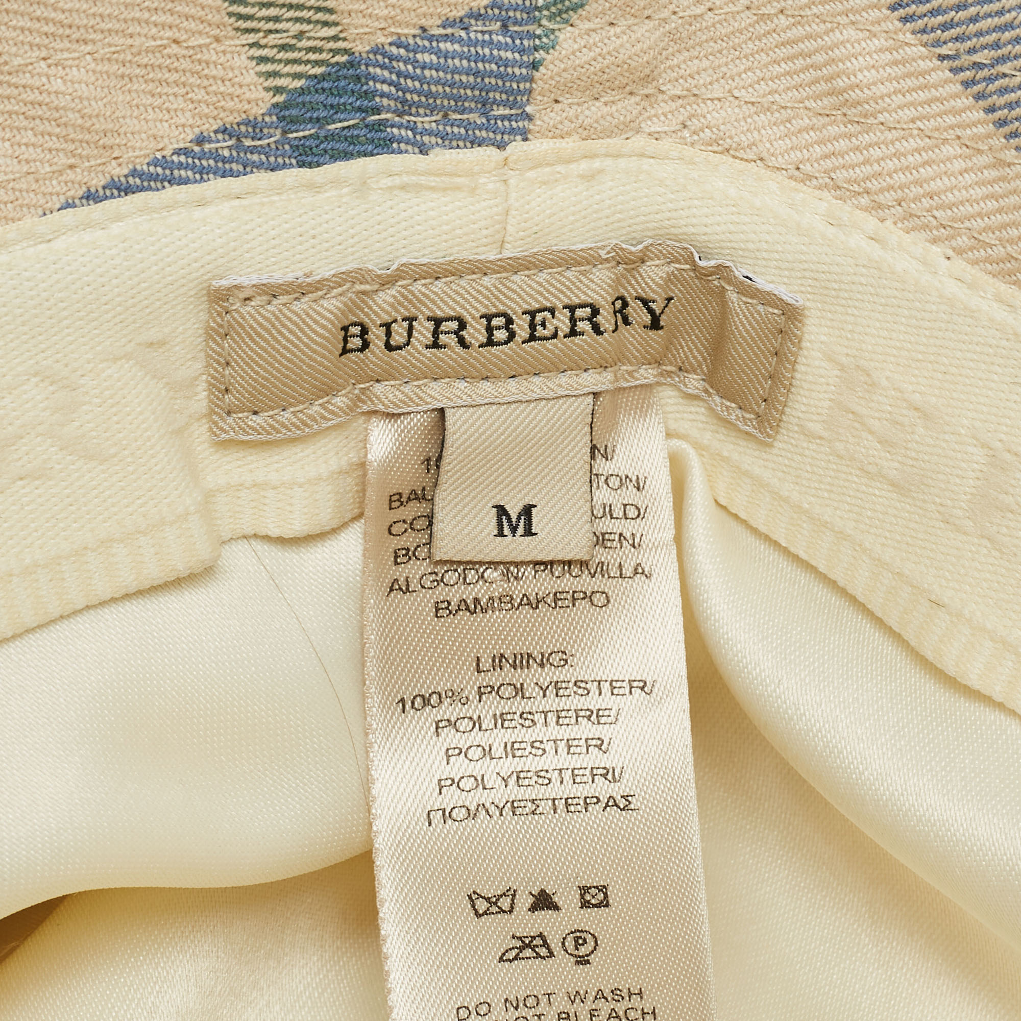 Burberry Beige & Blue Checkered Cotton Bucket Hat M