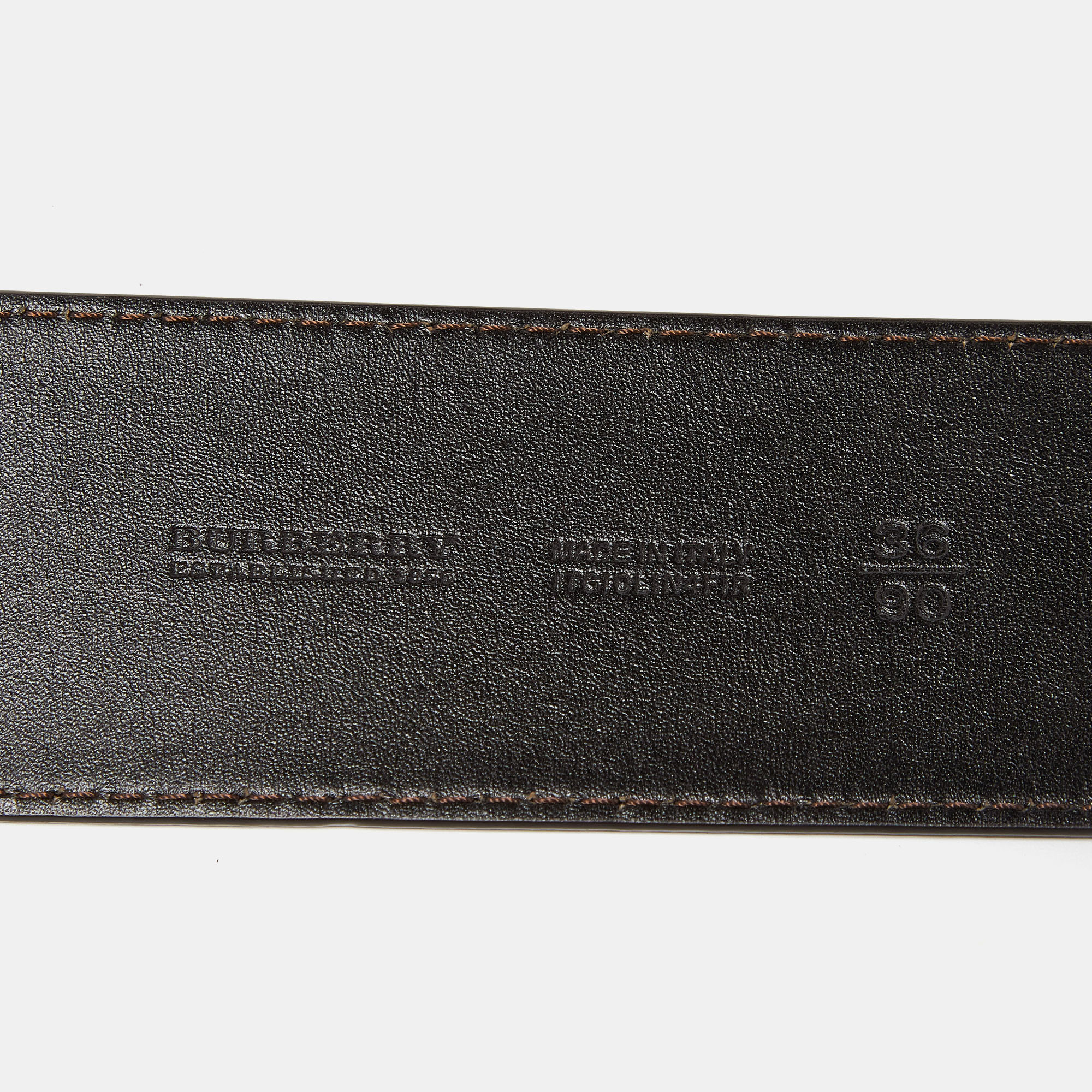 Burberry Dark Brown Leather Waist Wide Buckle Belt 90CM