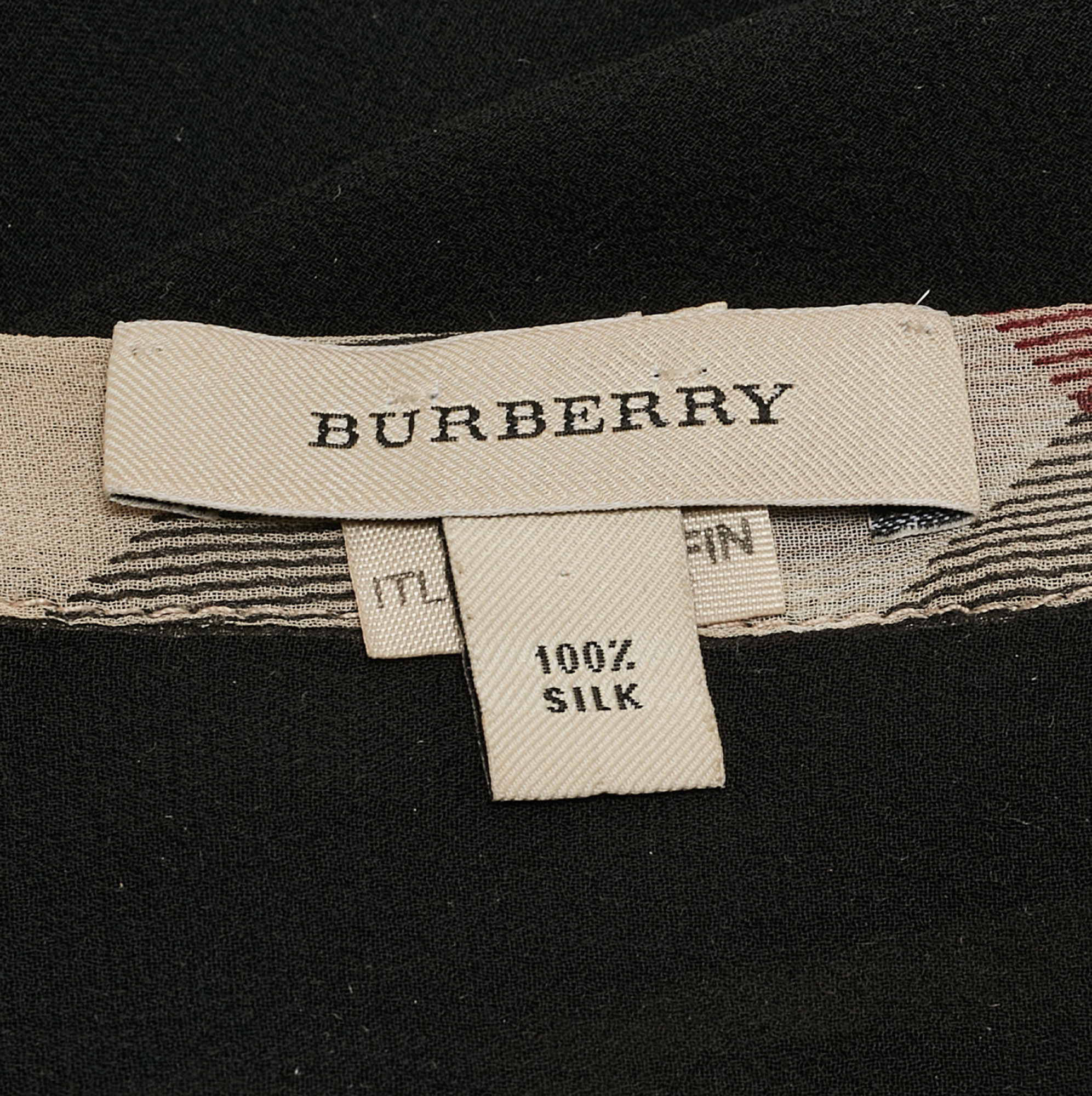 Burberry Black Silk Checked Hem Detailed Scarf