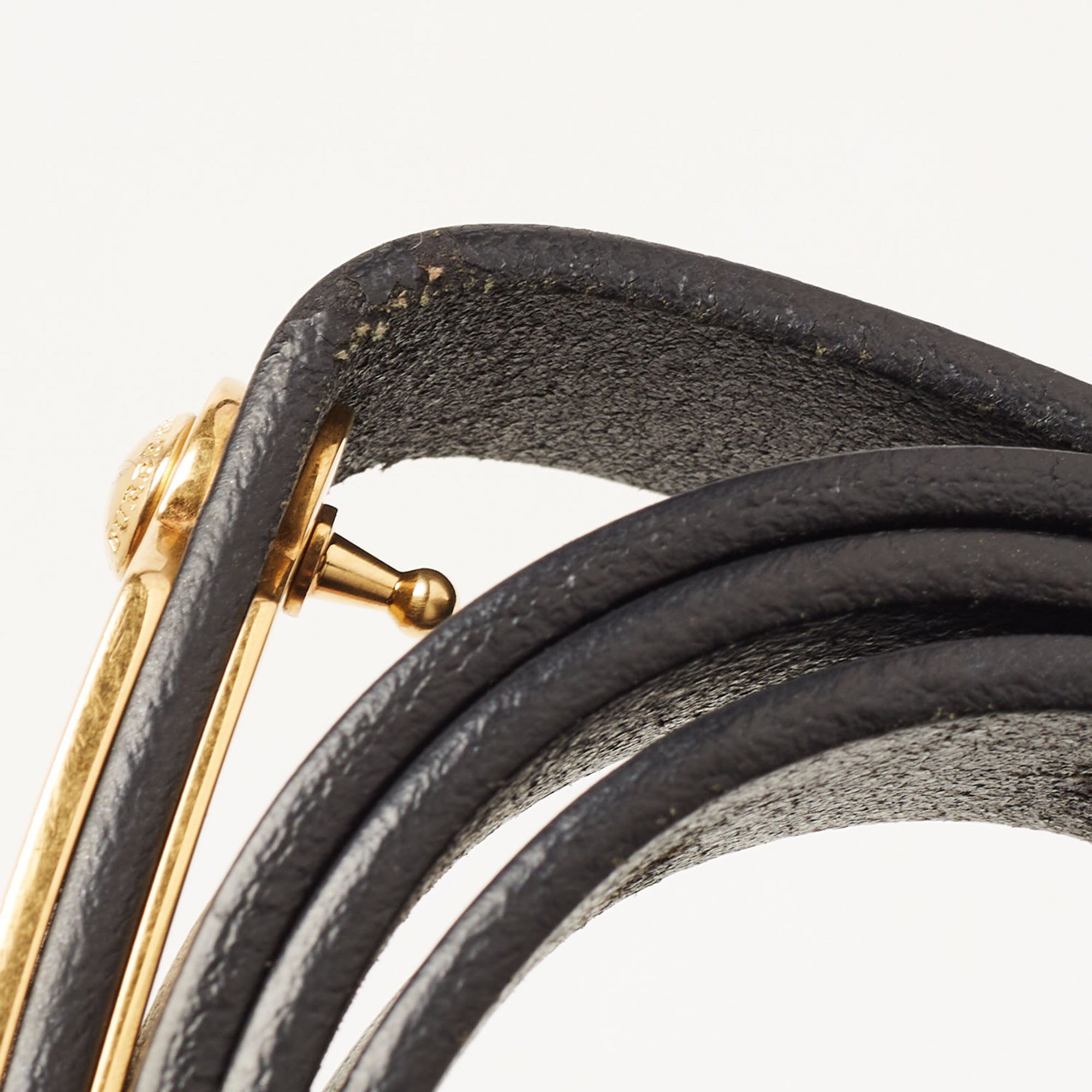 Burberry Black/Gold Leather Logo Plague Belt 85CM