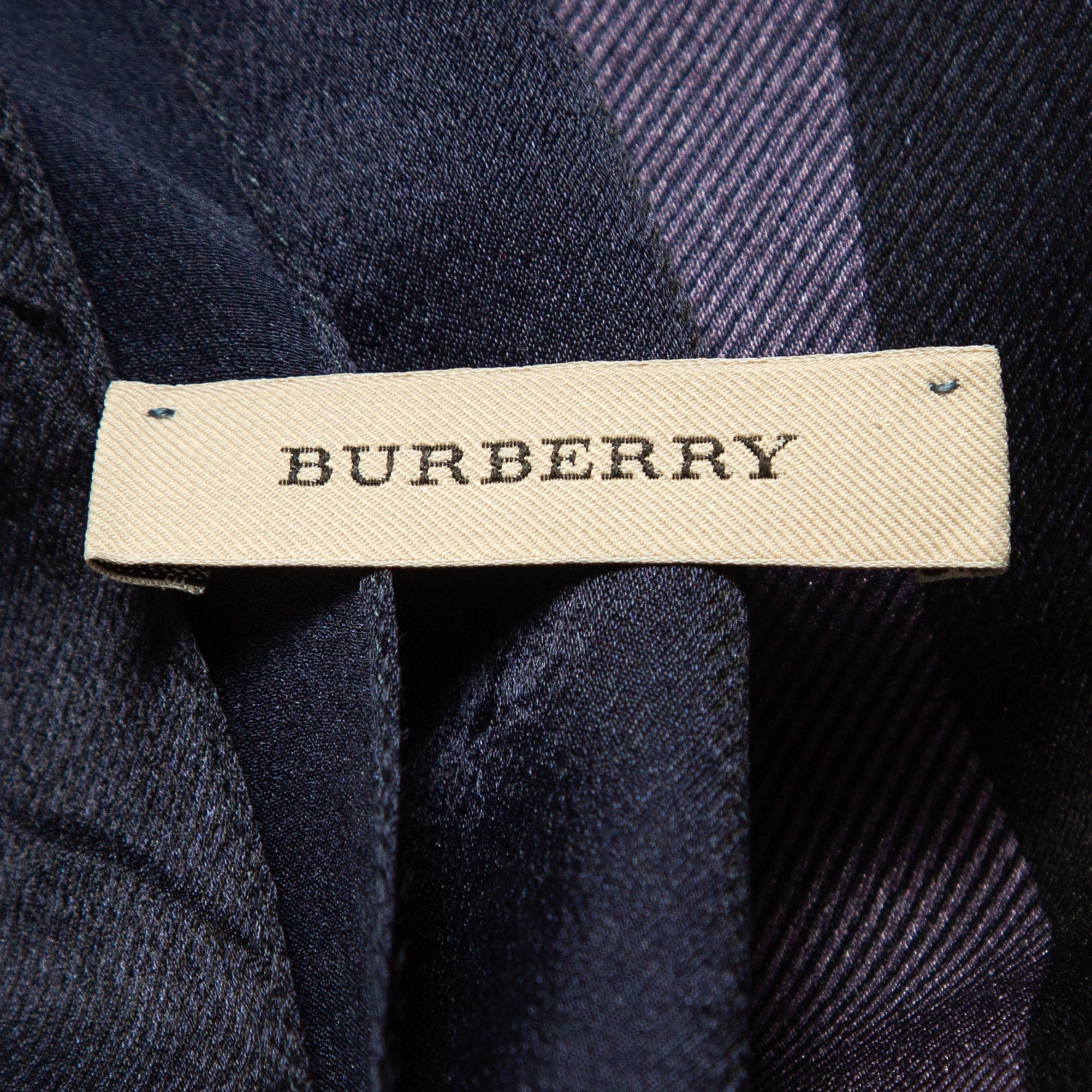 Burberry Purple Checked Satin Silk Scarf