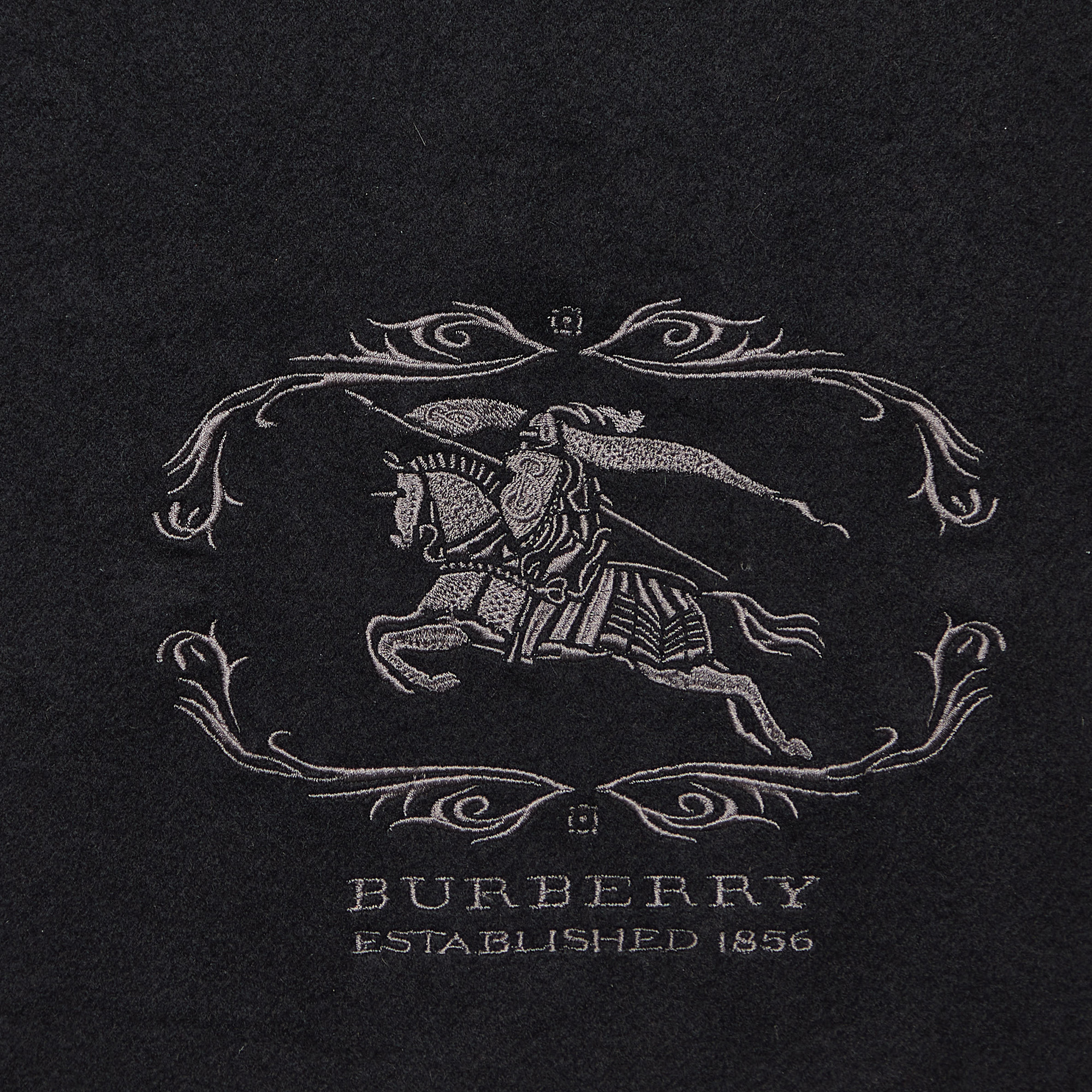 Burberry Black Logo Embroidered Cashmere Stole