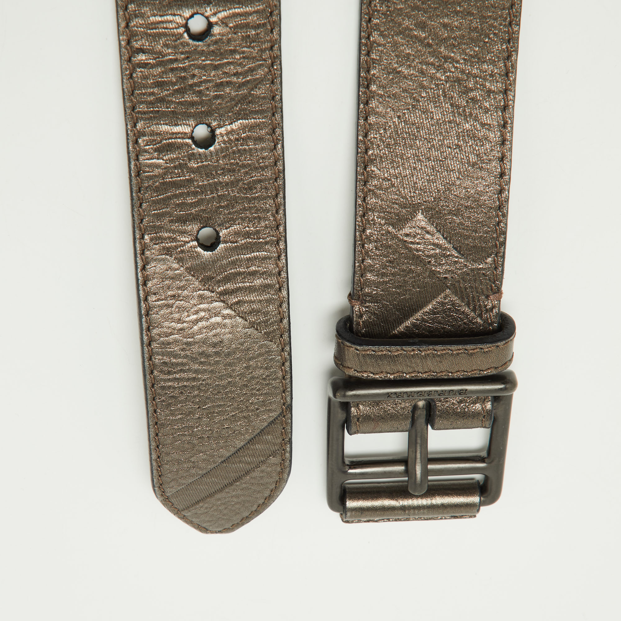 Burberry Metallic Leather Buckle Belt 80CM