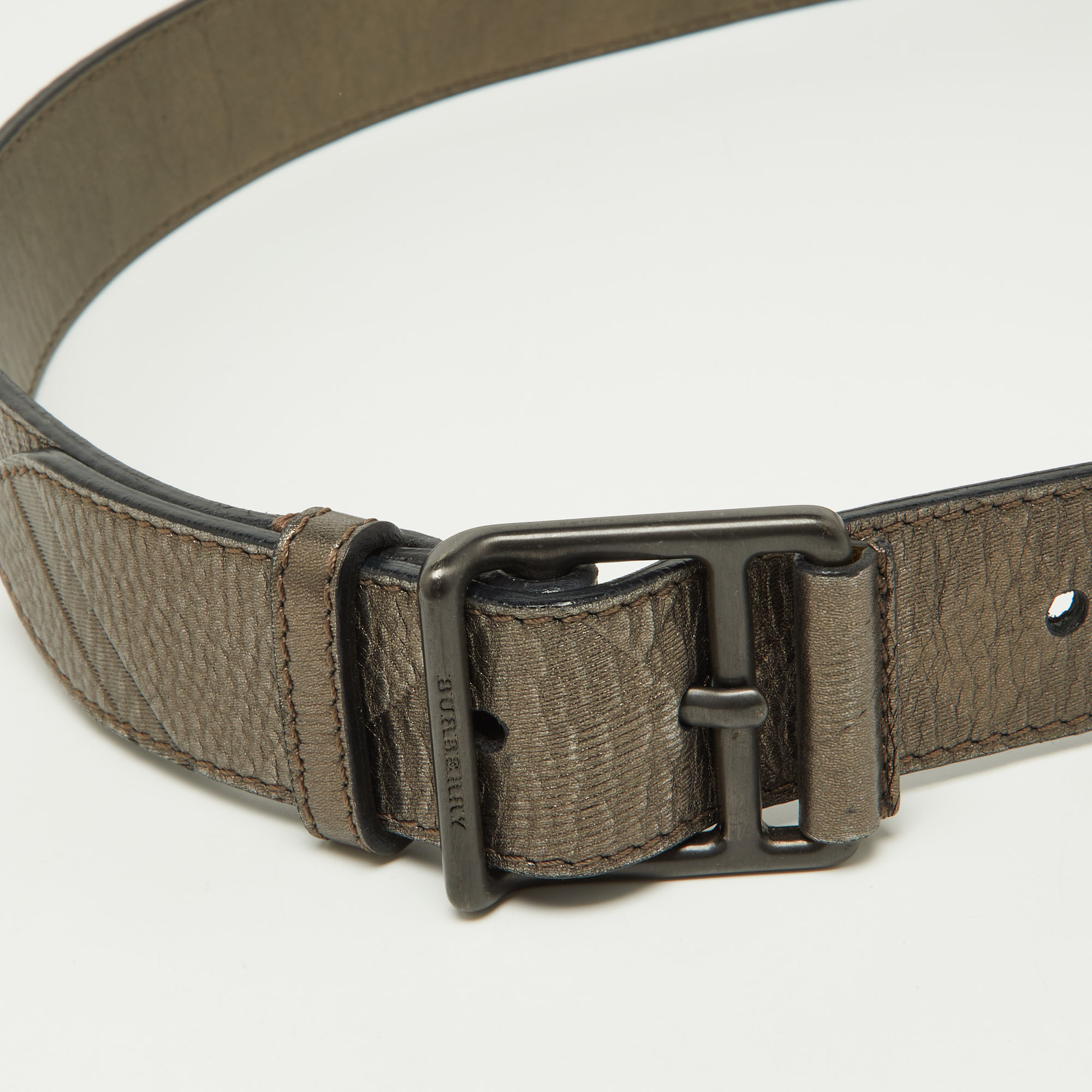 Burberry Metallic Leather Buckle Belt 80CM