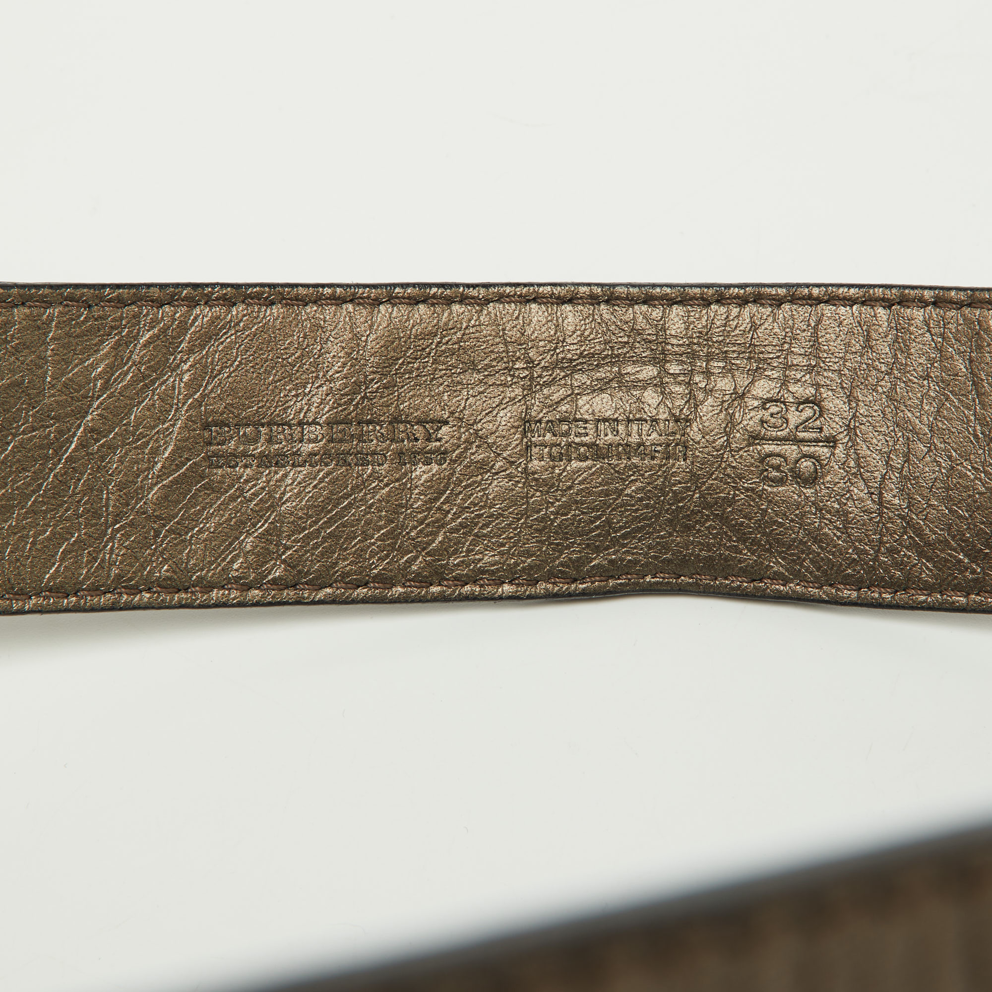 Burberry Metallic Leather Buckle Belt 80CM