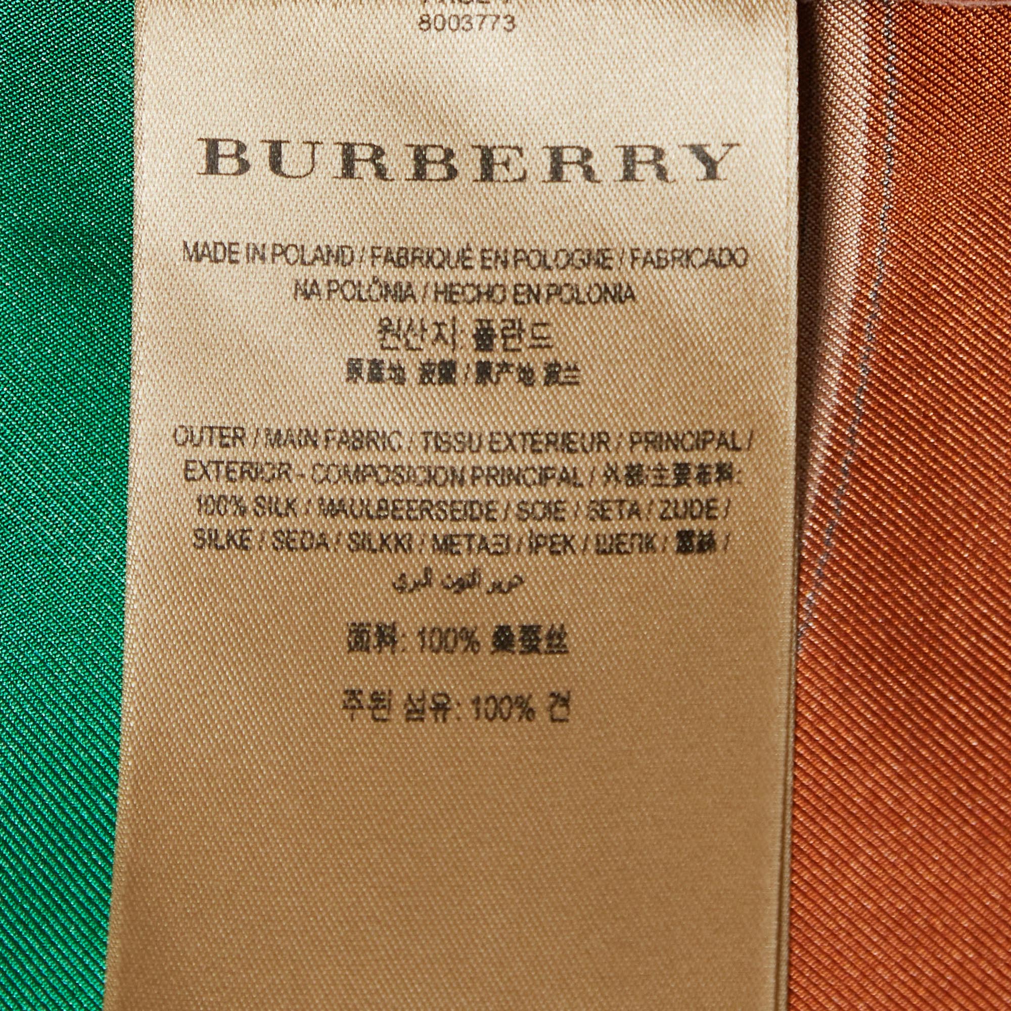 Burberry Multicolor Archive Scarf Print Silk Tie-Neck Shirt S