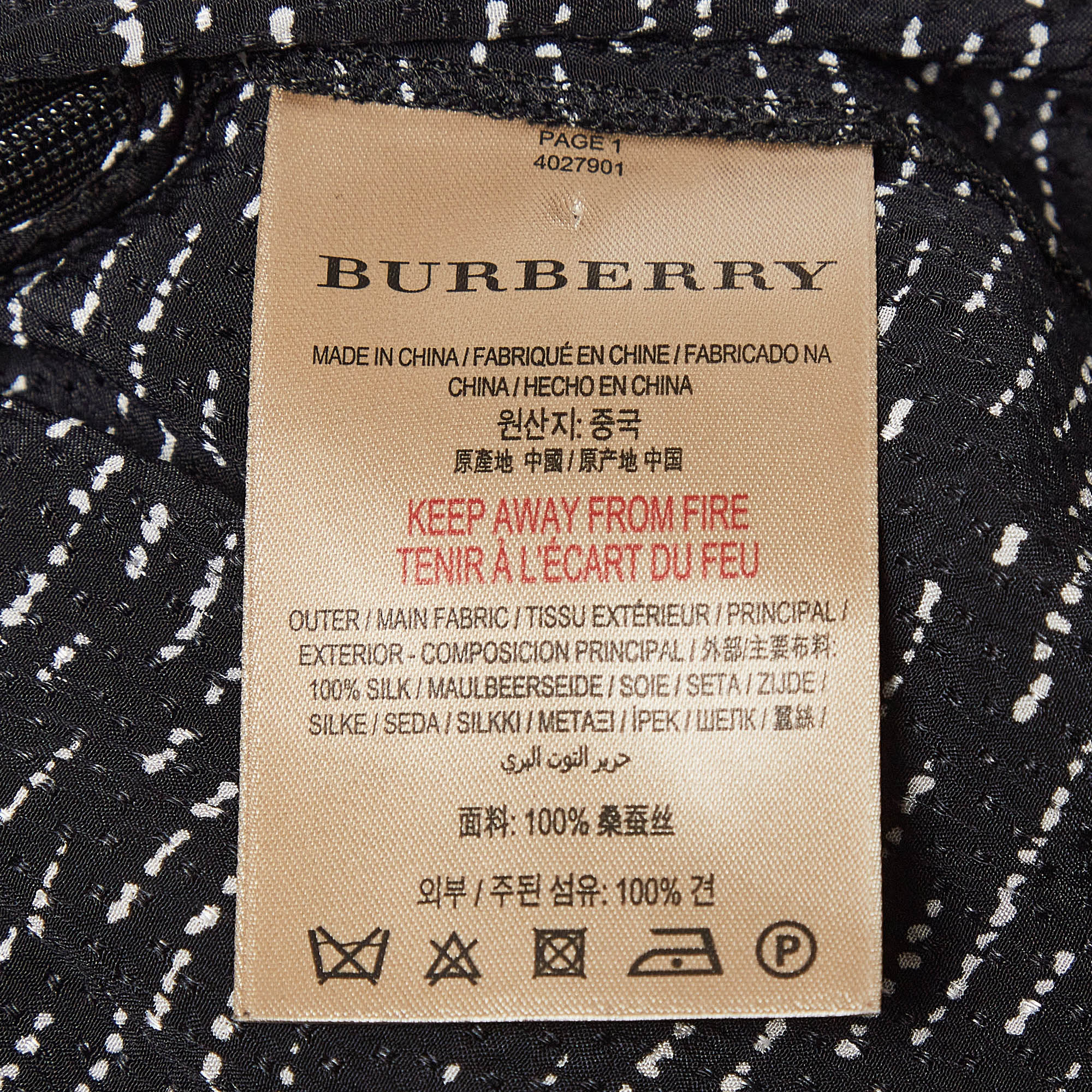 Burberry Black Patterned Silk Flared Midi Dress XS