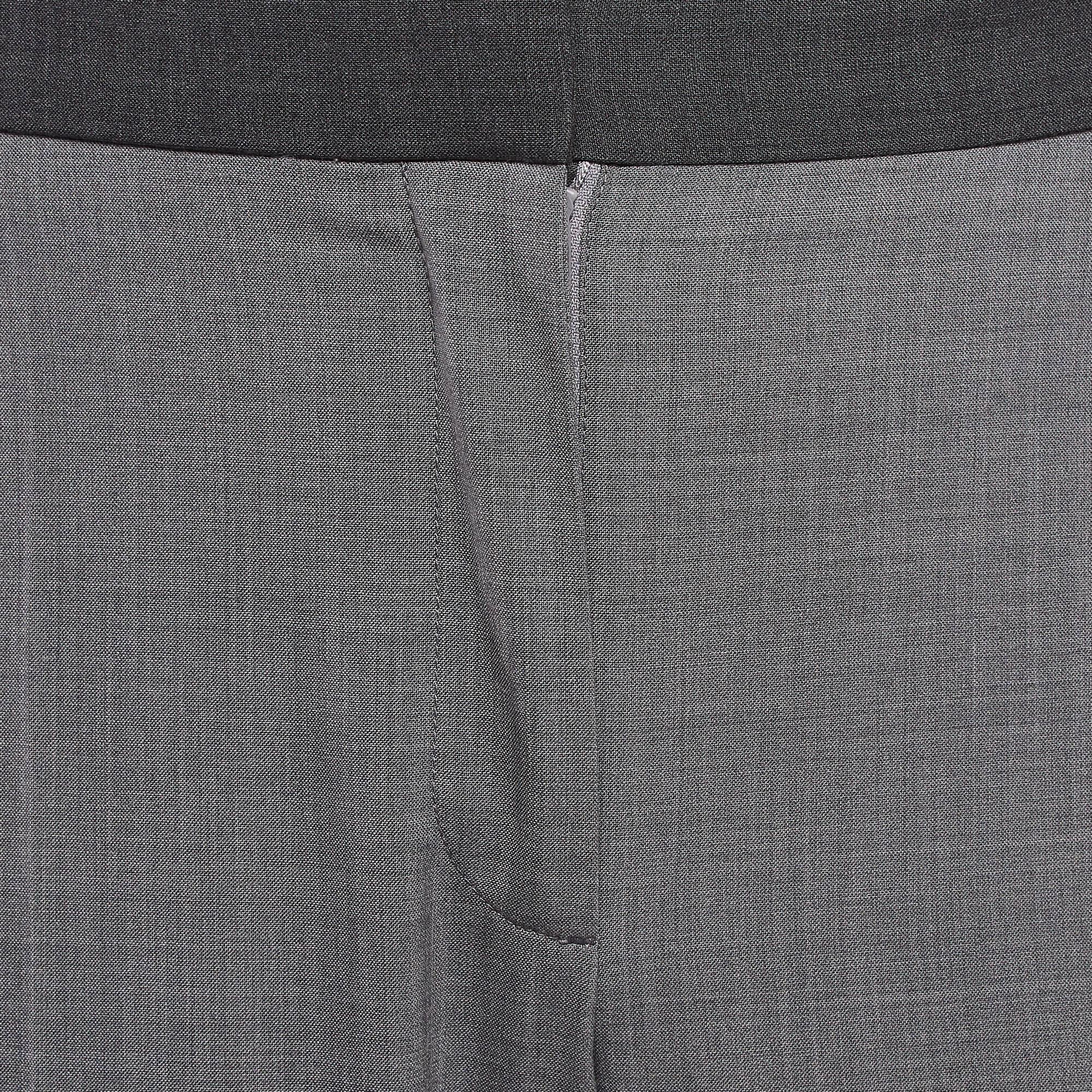 Burberry Grey Contrast Stripe Wool Trousers M