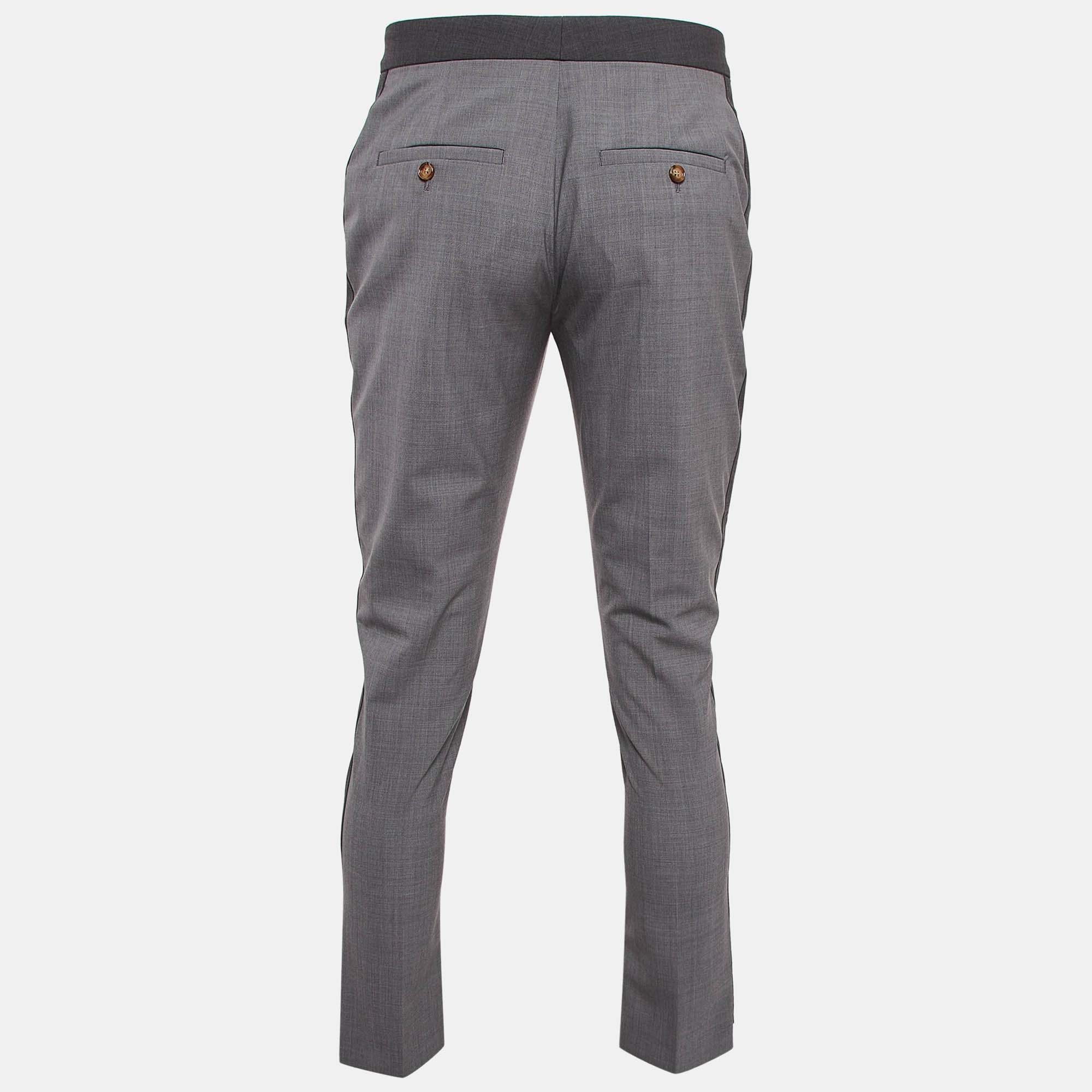 Burberry Grey Contrast Stripe Wool Trousers M