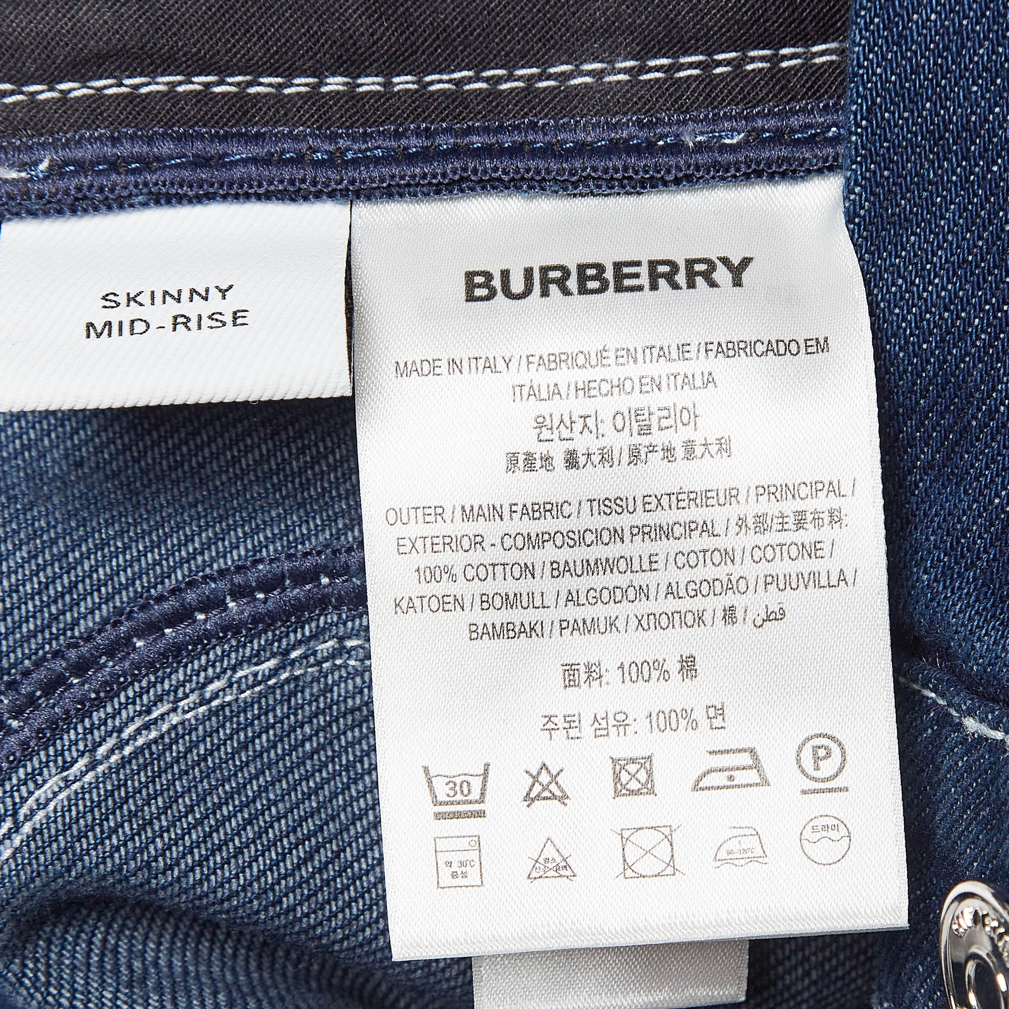 Burberry Blue Denim Skinny Mid-Rise Jeans S Waist 26