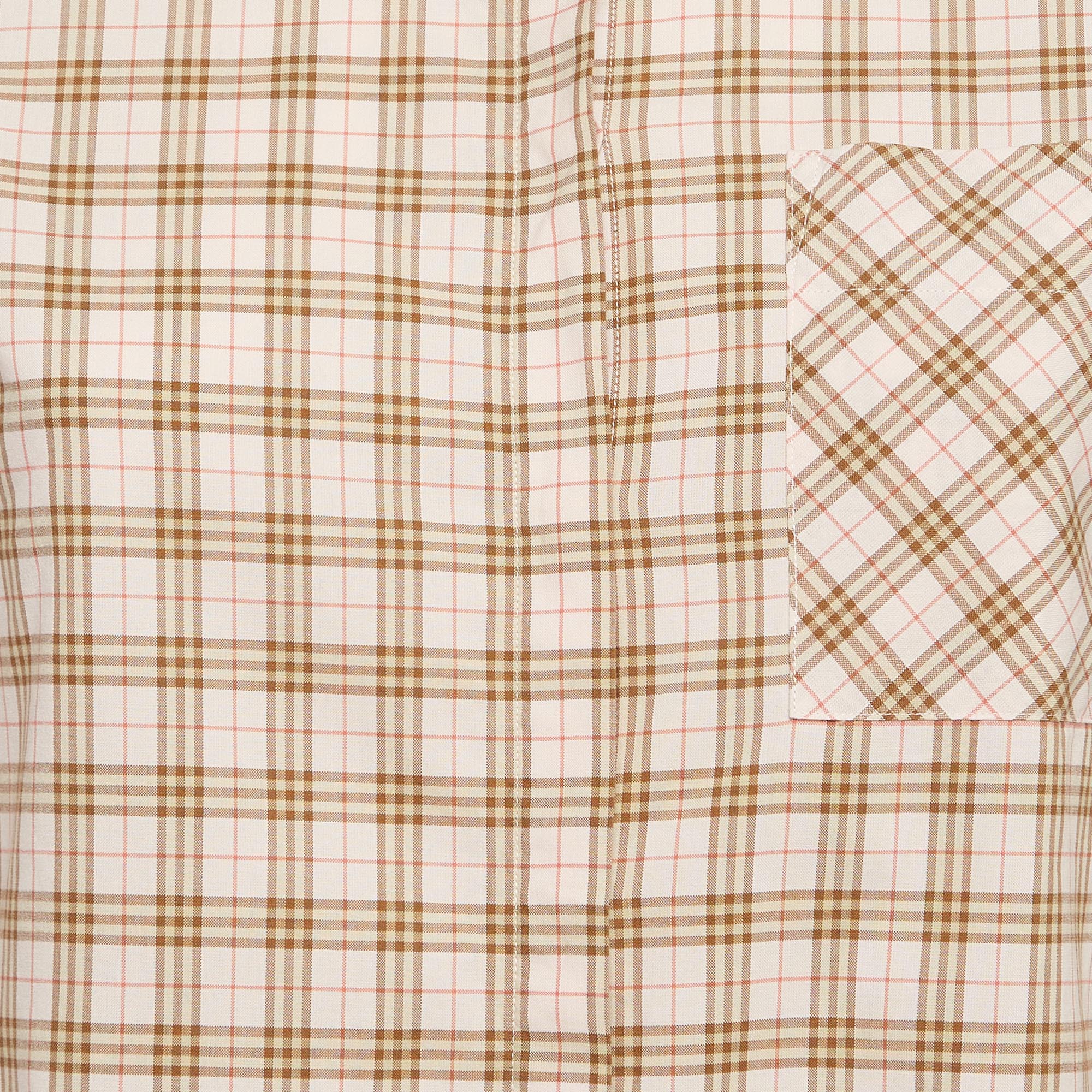 Burberry Pink Checked Cotton Button Front Shirt S